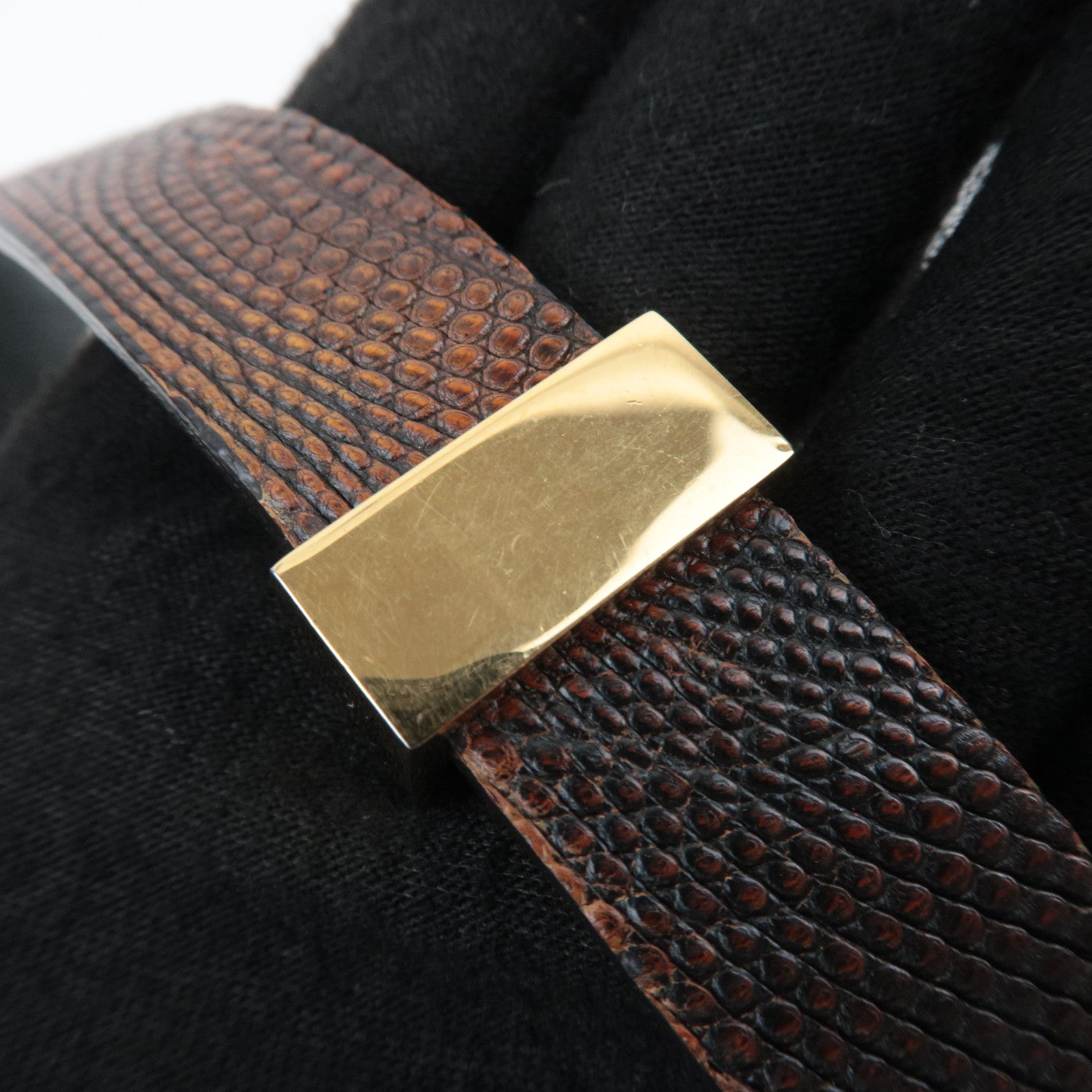 CELINE Double Studs Buckle Leather Belt Size S 80cm Brown