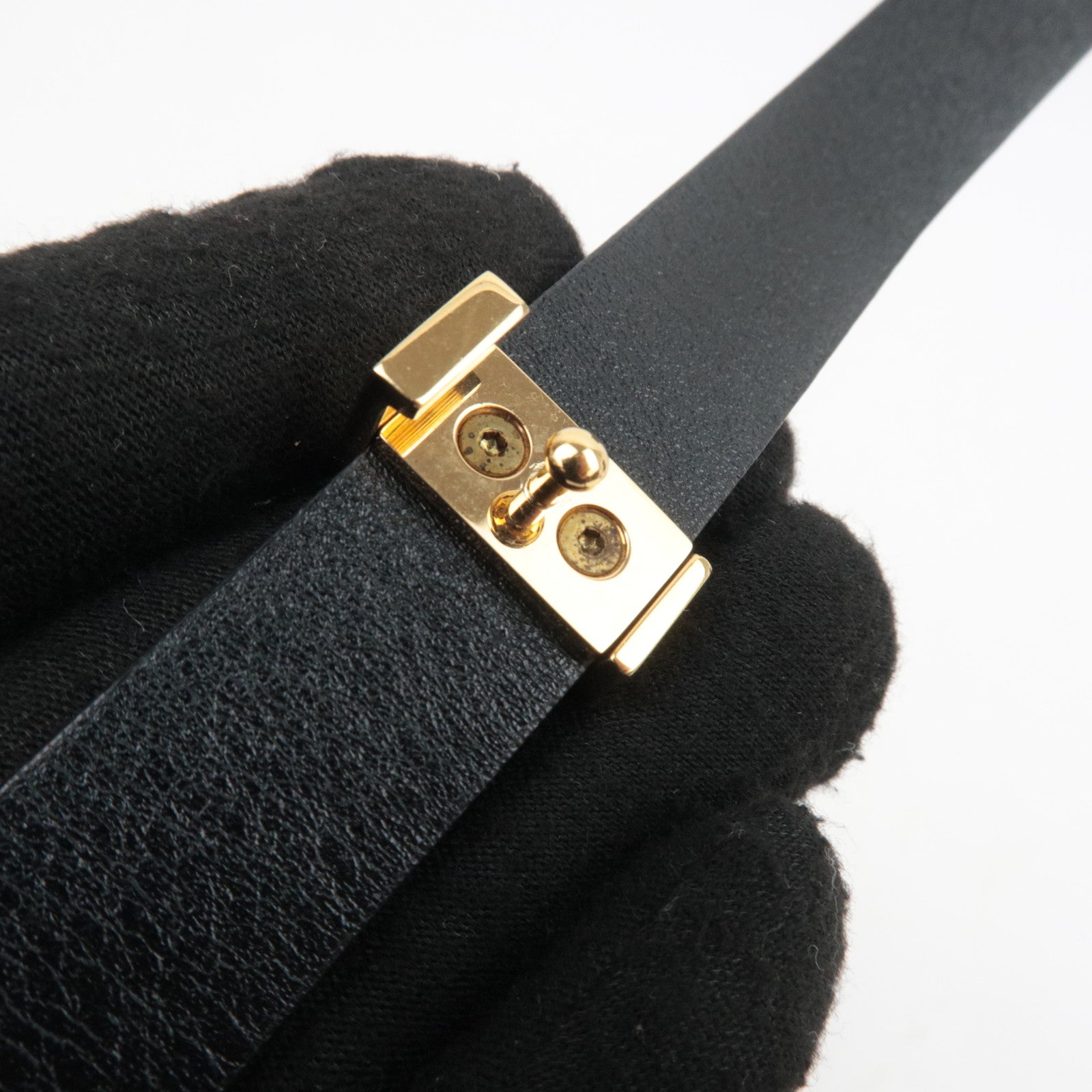 CELINE Double Studs Buckle Leather Belt Size S 80cm Brown
