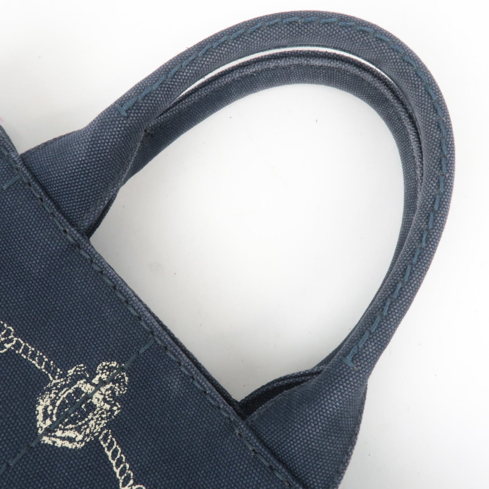 PRADA Canapa Mini 2-Way Canvas Tote Bag Navy 1BG439