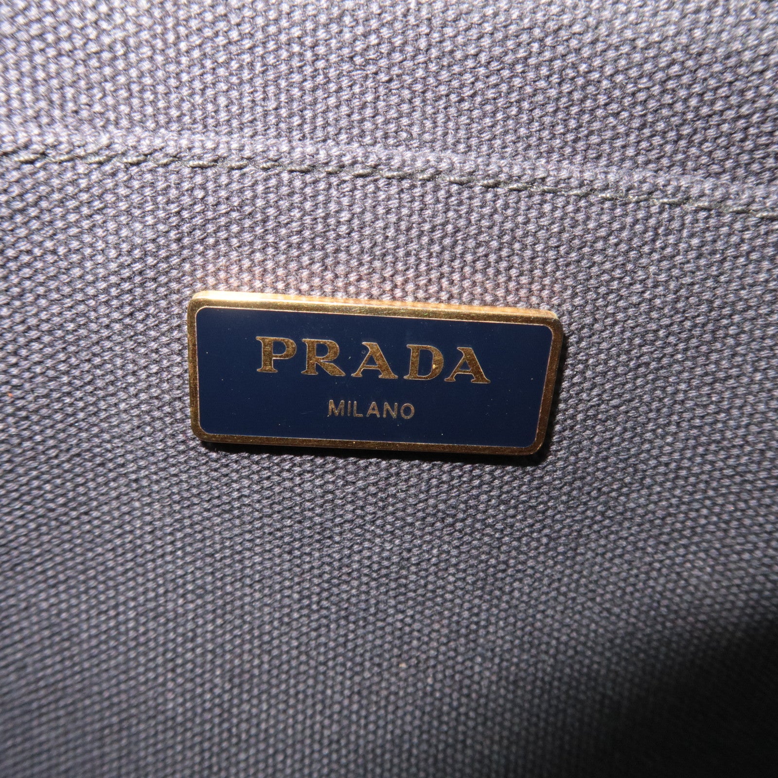 PRADA Canapa Mini 2-Way Canvas Tote Bag Navy 1BG439