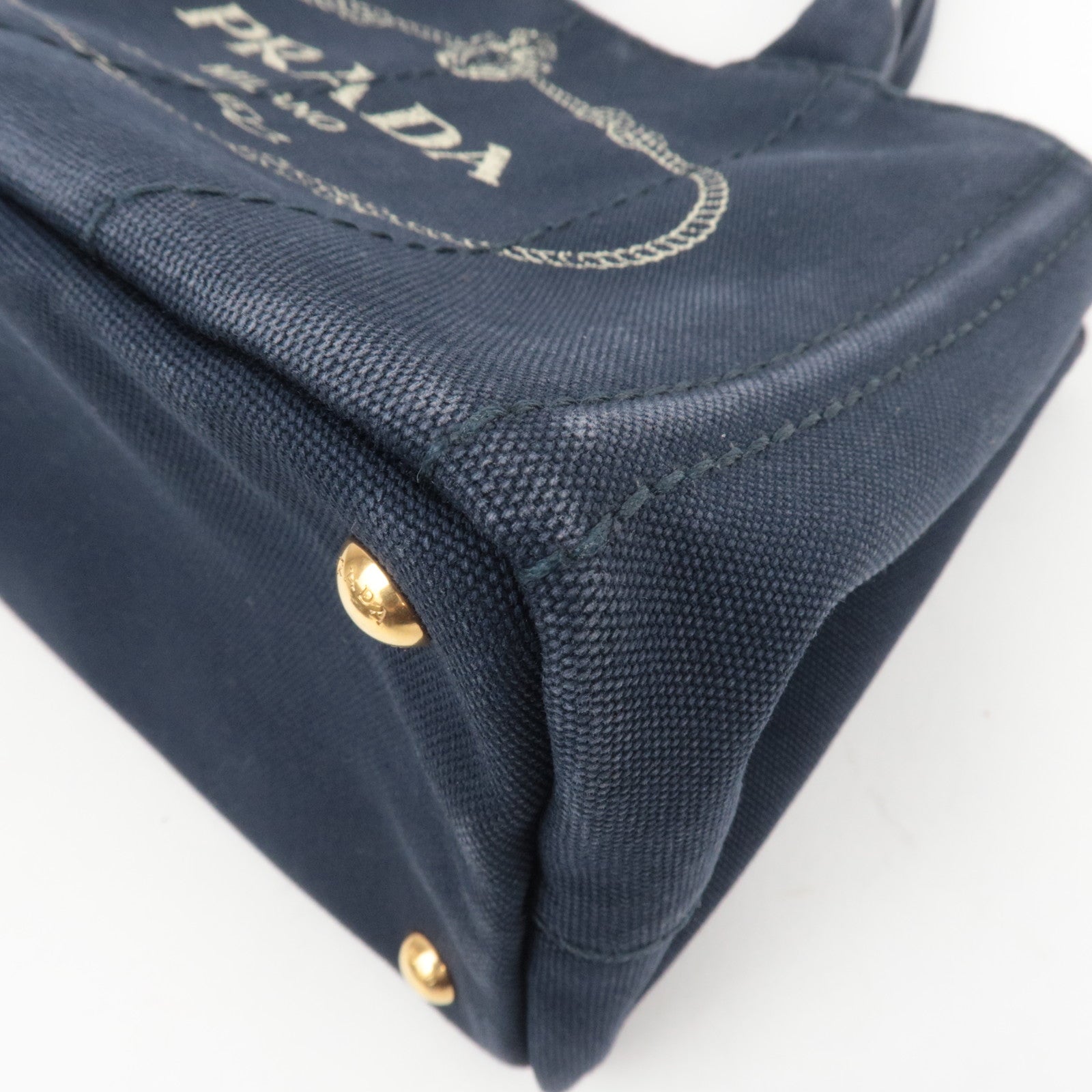 PRADA Canapa Mini 2-Way Canvas Tote Bag Navy 1BG439