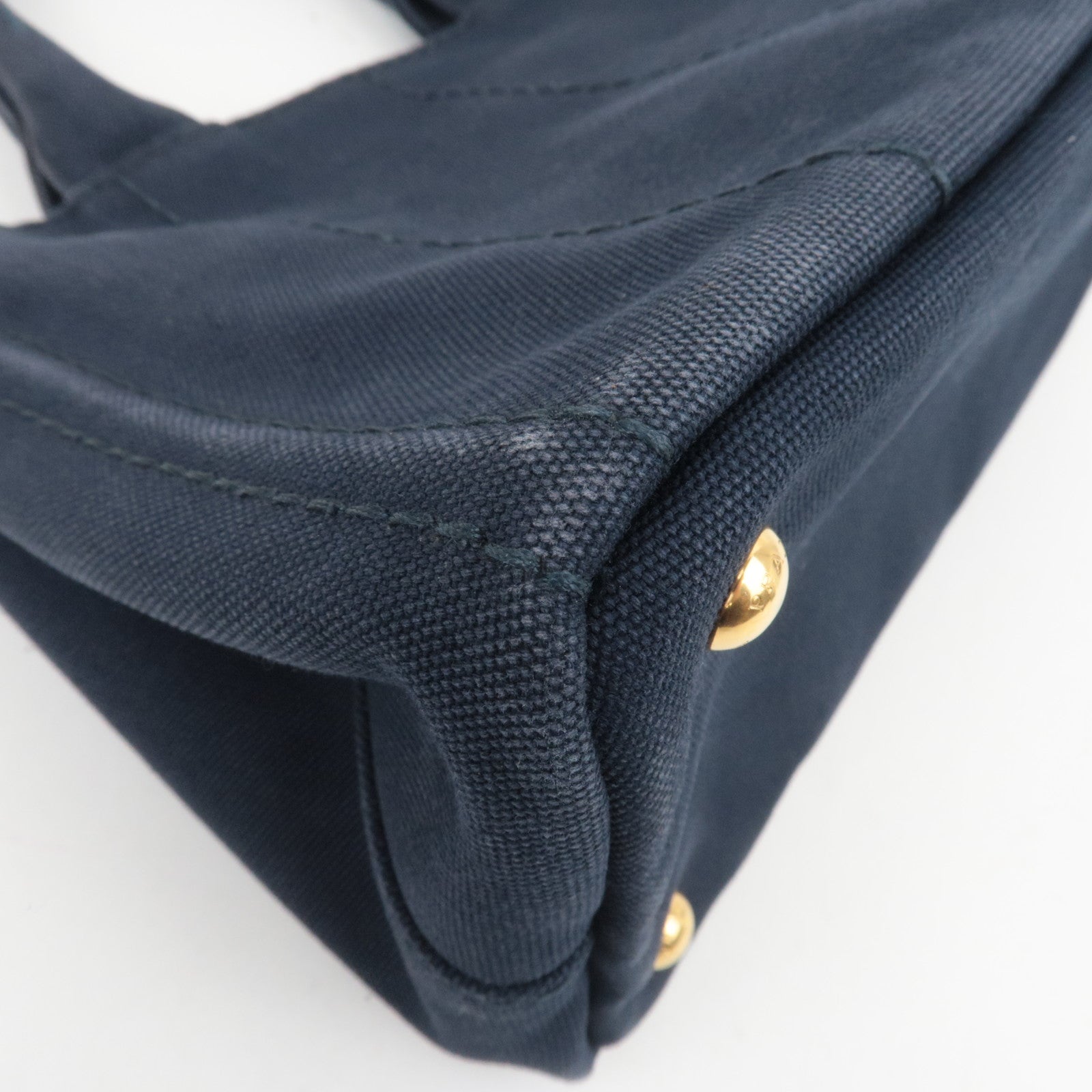 PRADA Canapa Mini 2-Way Canvas Tote Bag Navy 1BG439