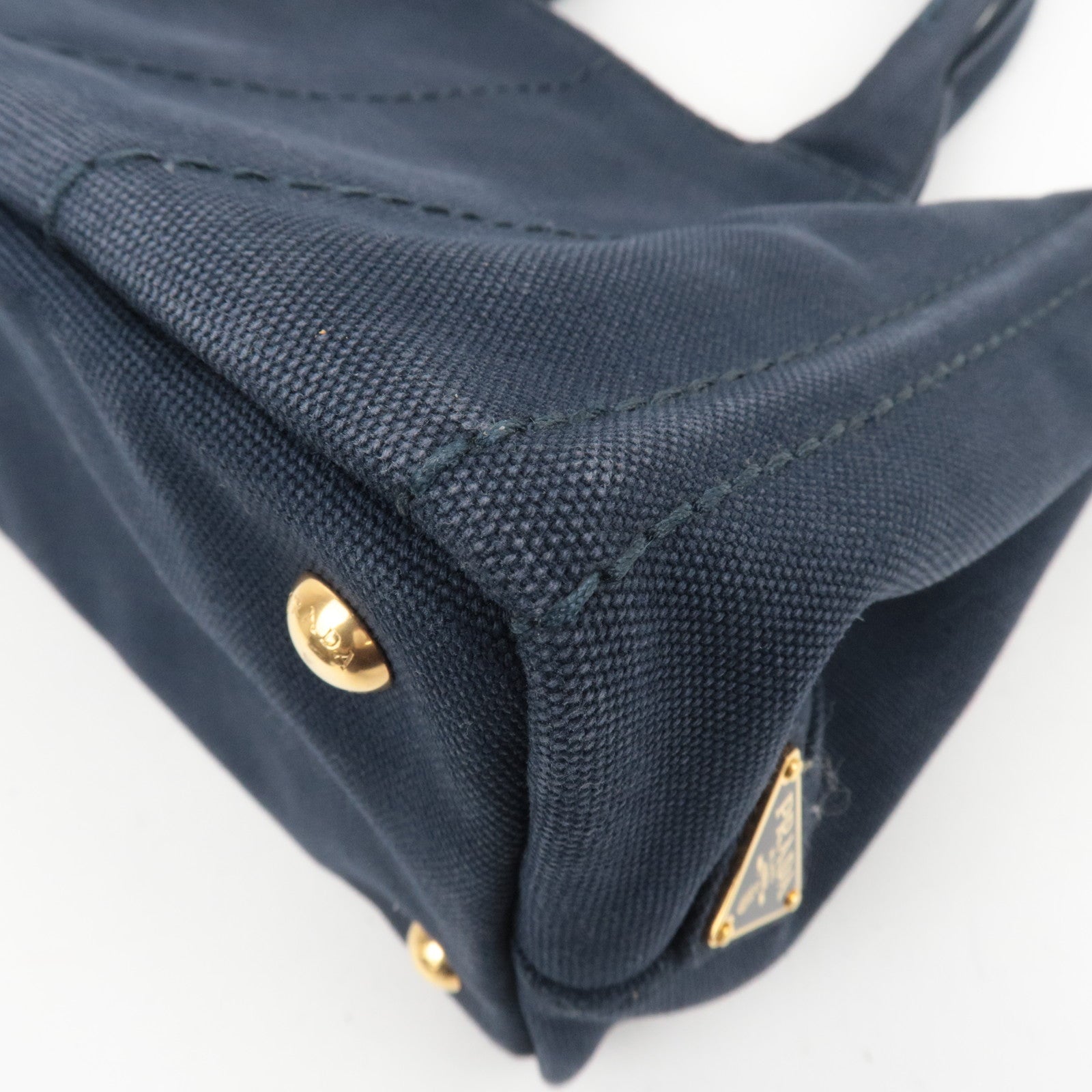 PRADA Canapa Mini 2-Way Canvas Tote Bag Navy 1BG439