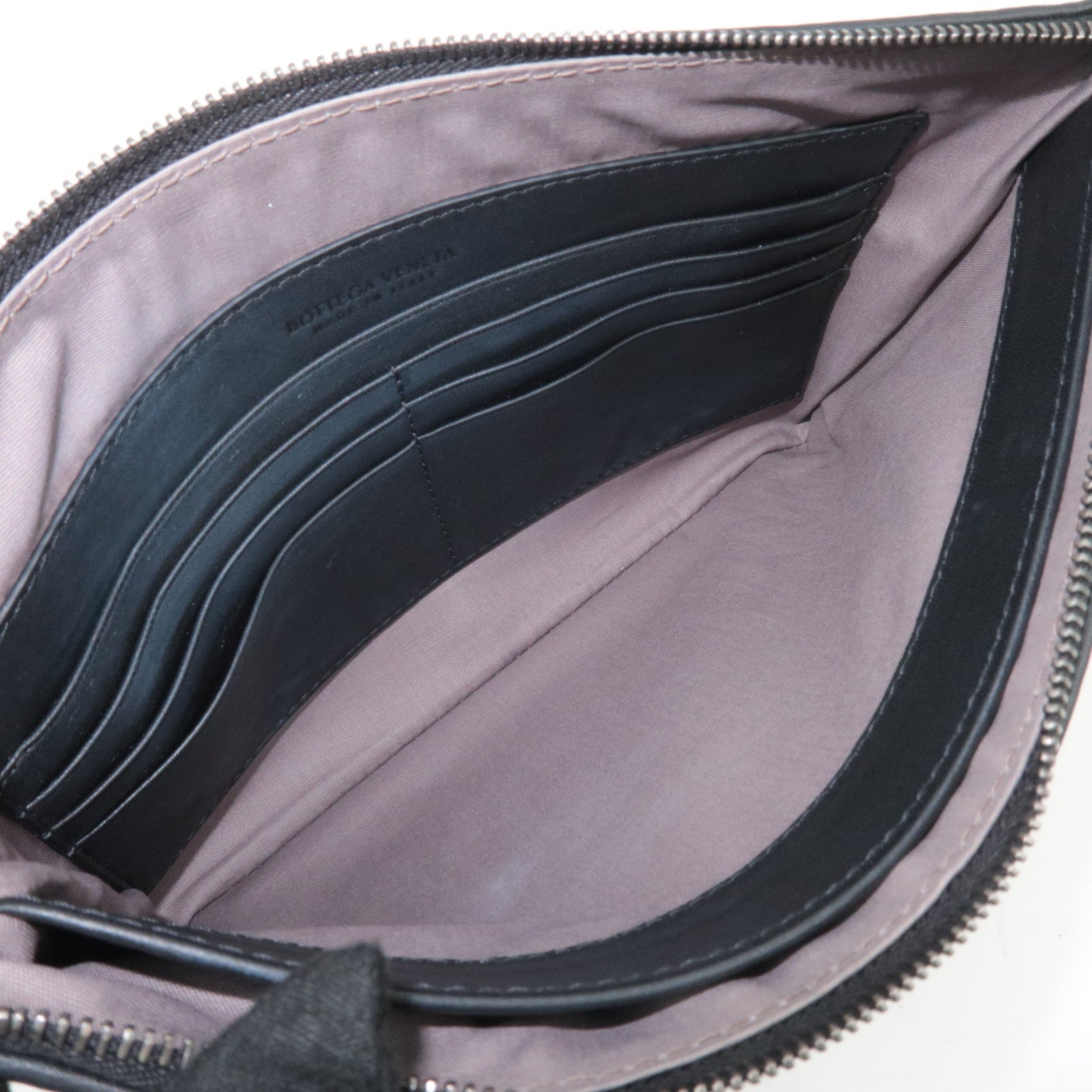 BOTTEGA VENETA Intrecciato Leather Clutch Bag Black