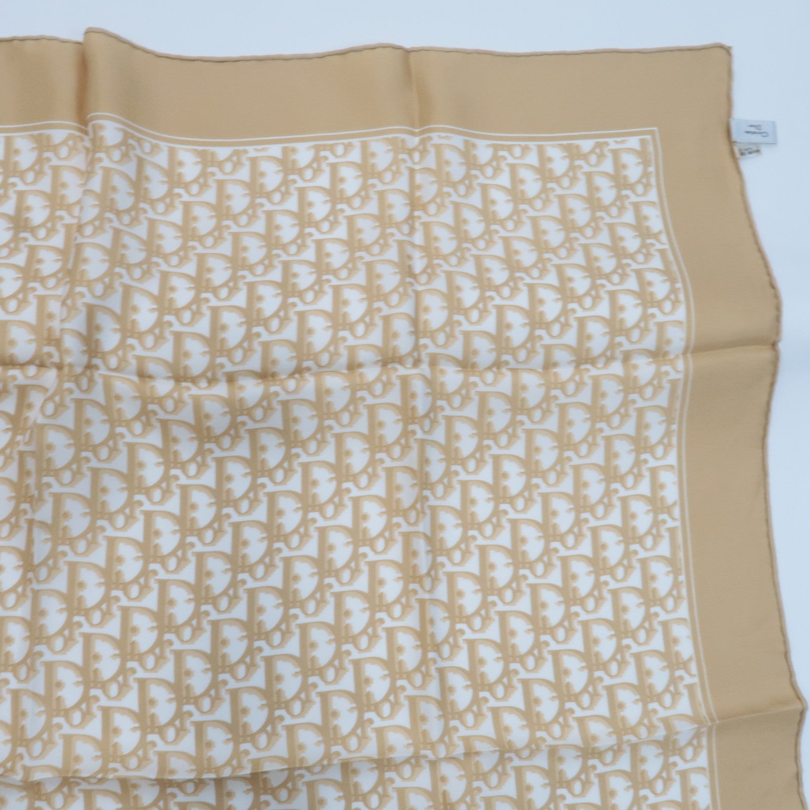 Christian Dior Trotter Scarf 100% Silk Beige White