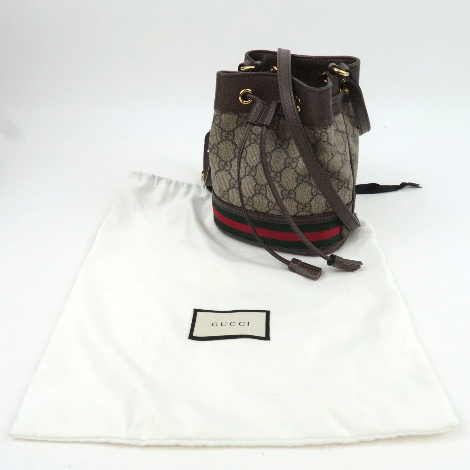 GUCCI Ophidia Sherry GG Supreme Drawstring Shoulder Bag Beige 550620