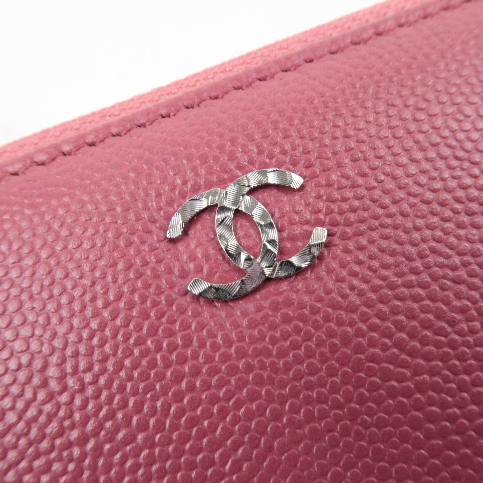 CHANEL Coco Mark Caviarskin Long Wallet Pink