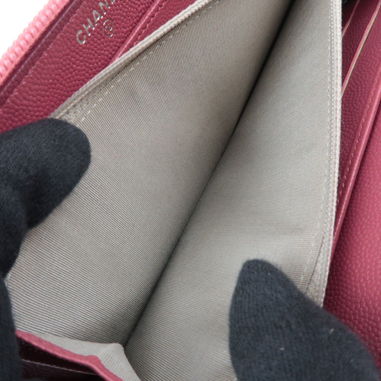 CHANEL Coco Mark Caviarskin Long Wallet Pink