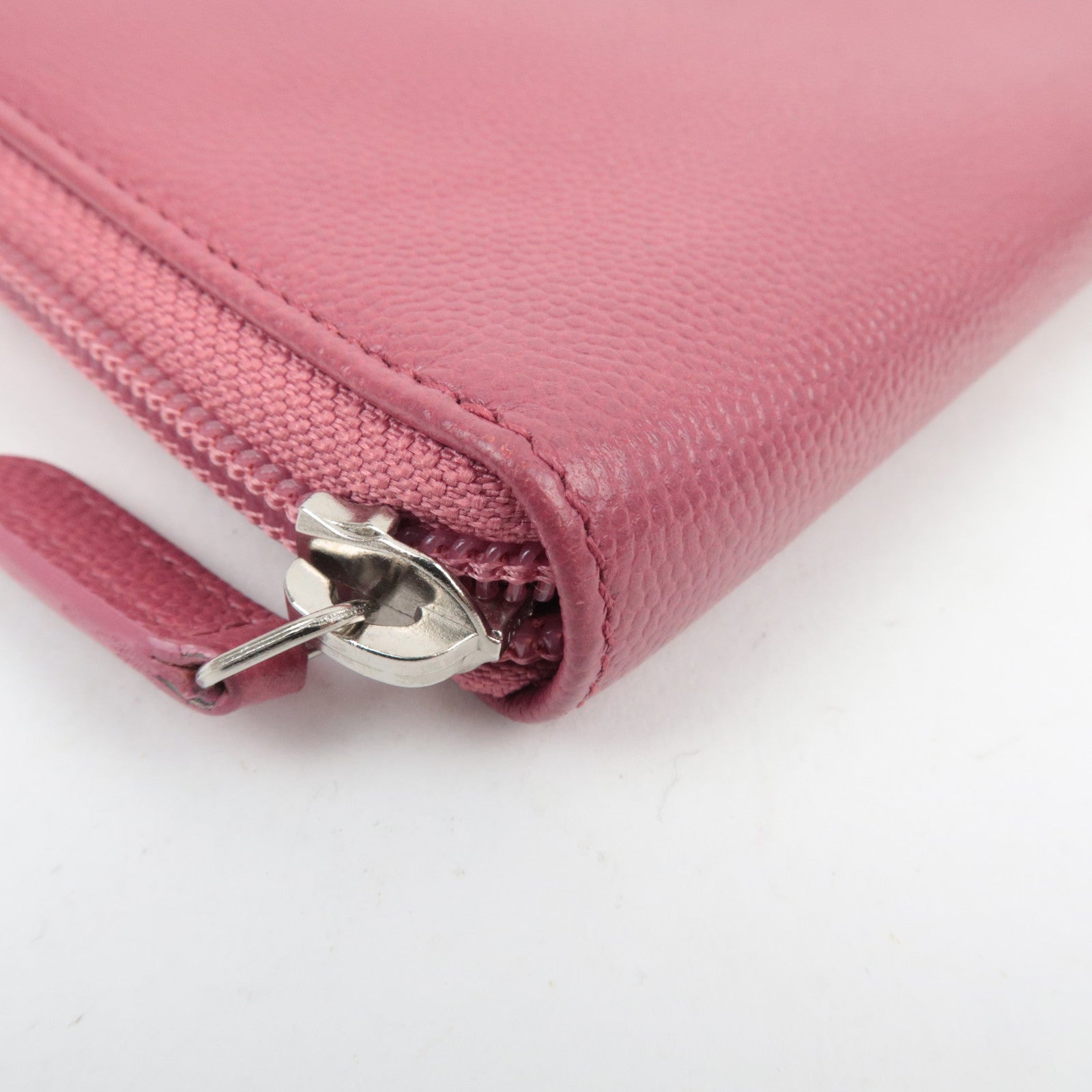 CHANEL Coco Mark Caviarskin Long Wallet Pink