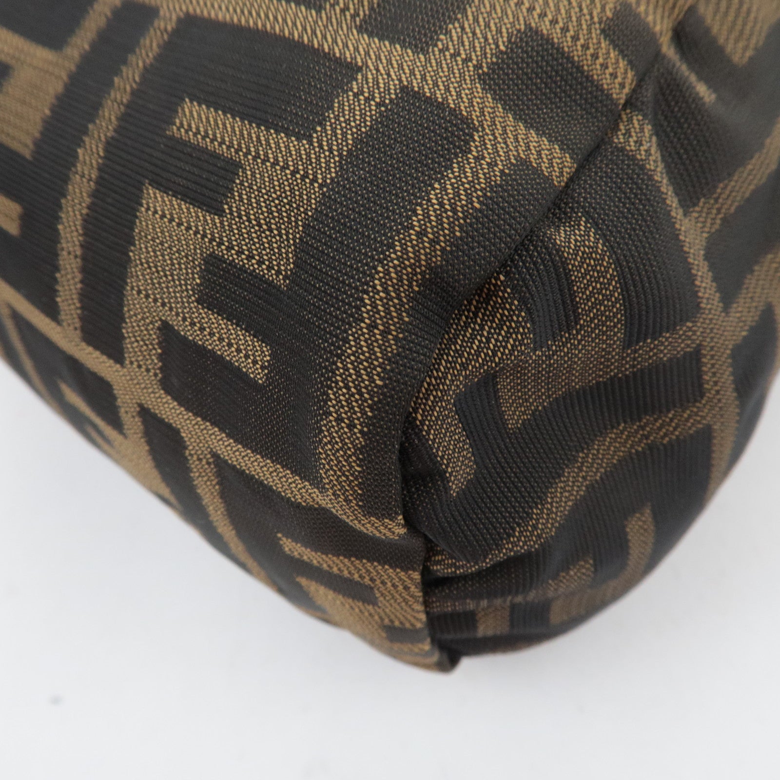 FENDI Zucca Canvas Leather Small Handbag Khaki Black Brown 26541