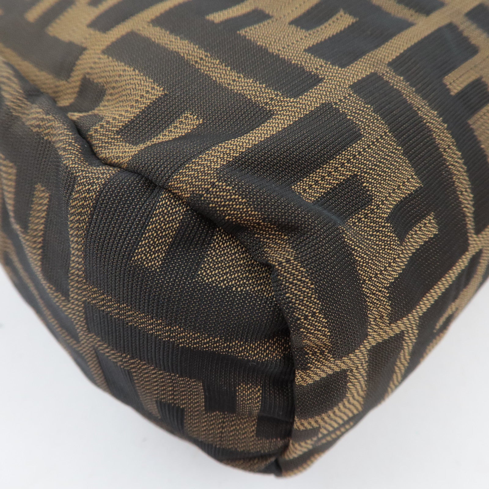 FENDI Zucca Canvas Leather Small Handbag Khaki Black Brown 26541