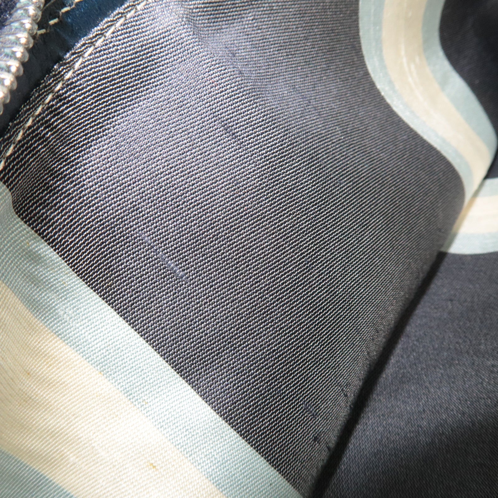 FENDI Canvas Leather Shoulder Bag Navy Marble