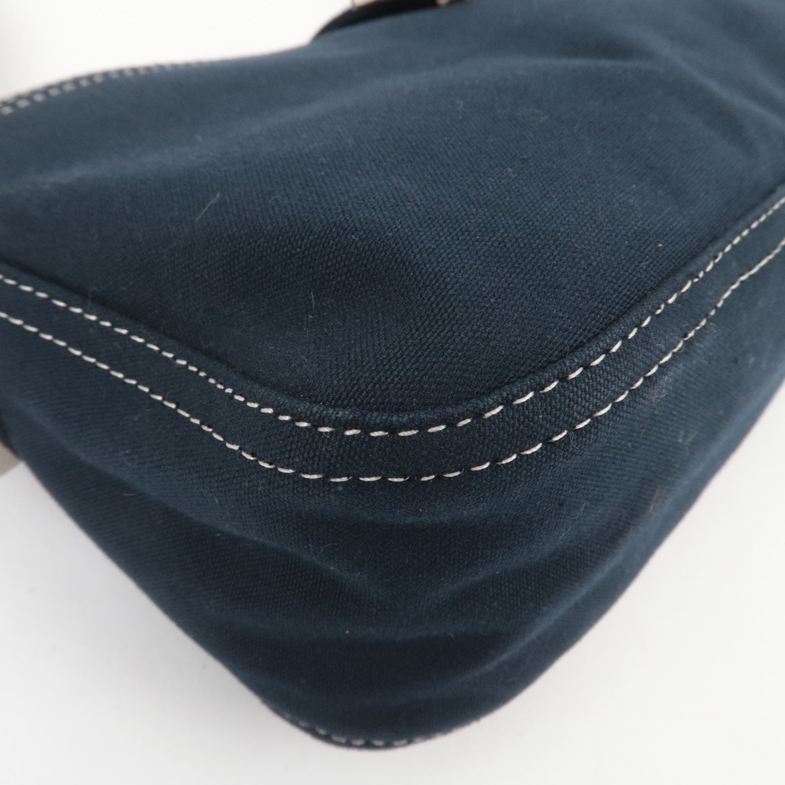 FENDI Canvas Leather Shoulder Bag Navy Marble