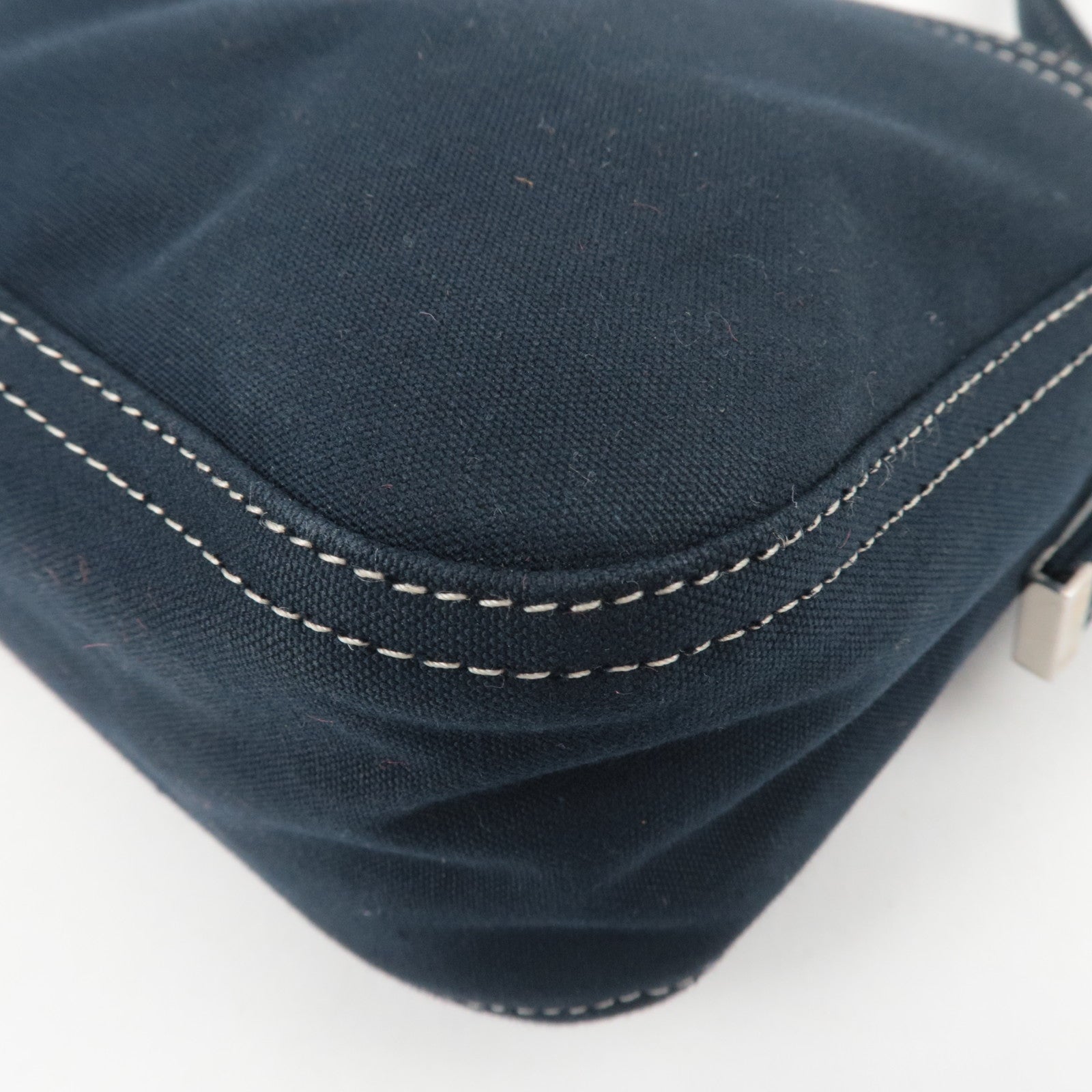 FENDI Canvas Leather Shoulder Bag Navy Marble