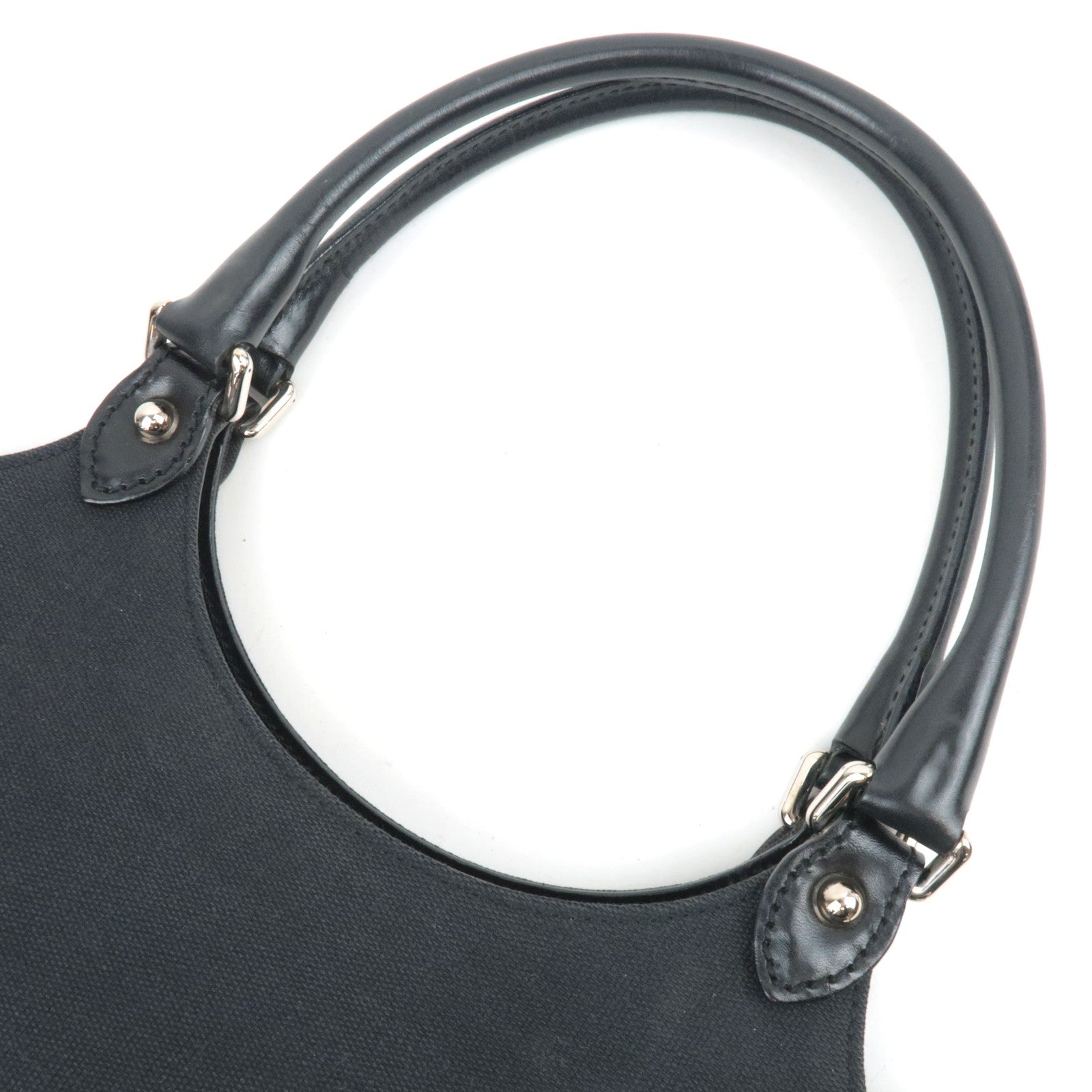 GUCCI Interlocking G Canvas Leather Shoulder Bag Black 114875