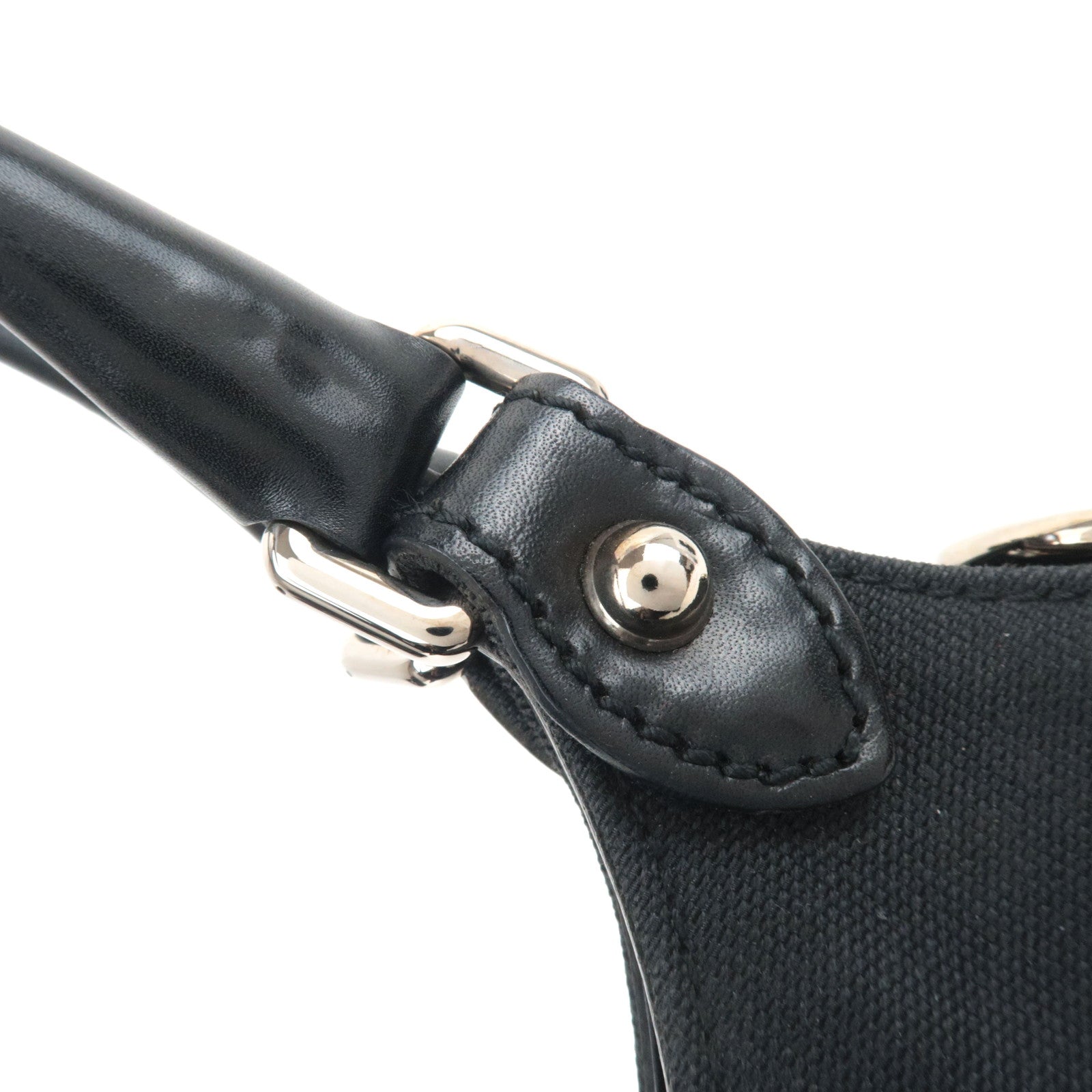 GUCCI Interlocking G Canvas Leather Shoulder Bag Black 114875