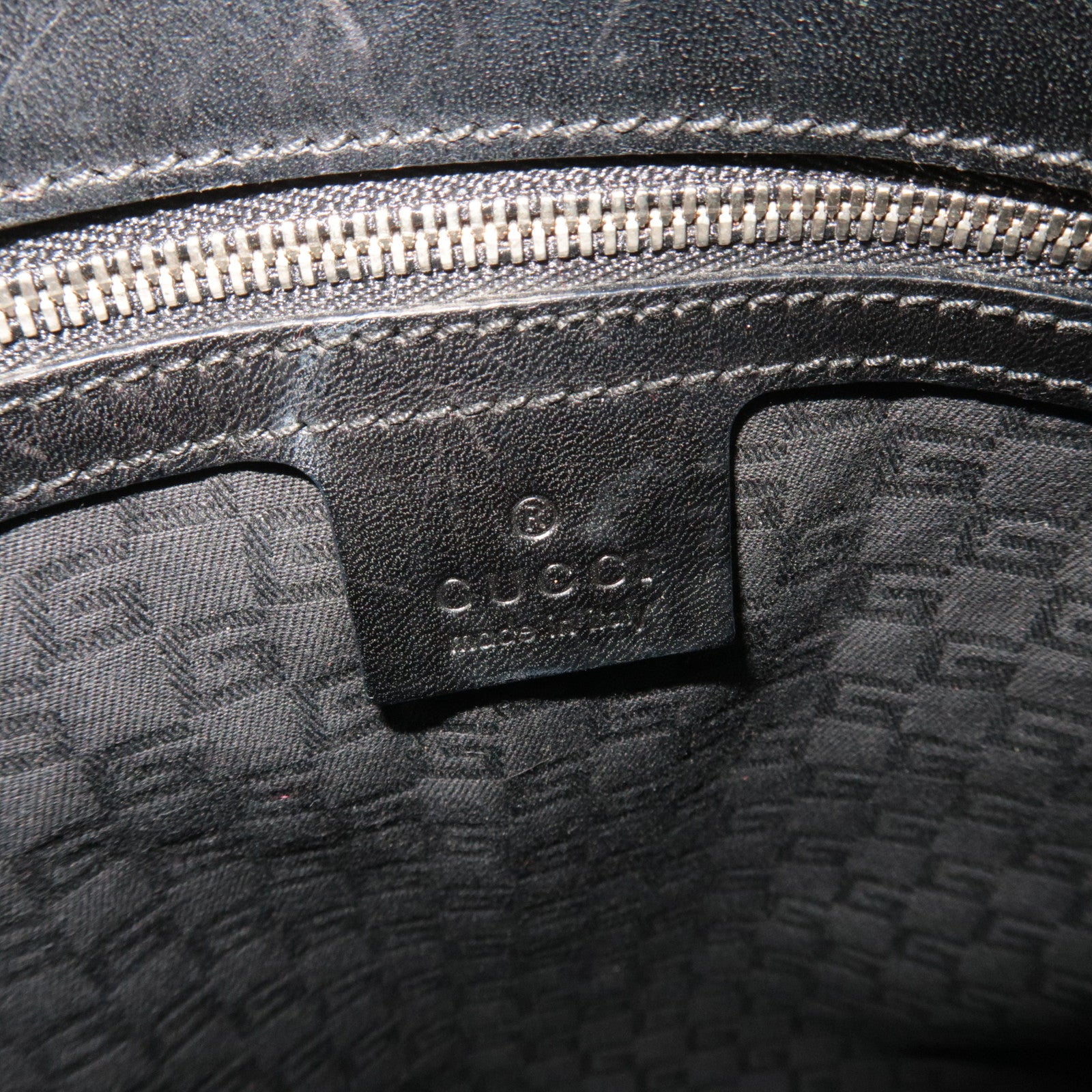 GUCCI Interlocking G Canvas Leather Shoulder Bag Black 114875