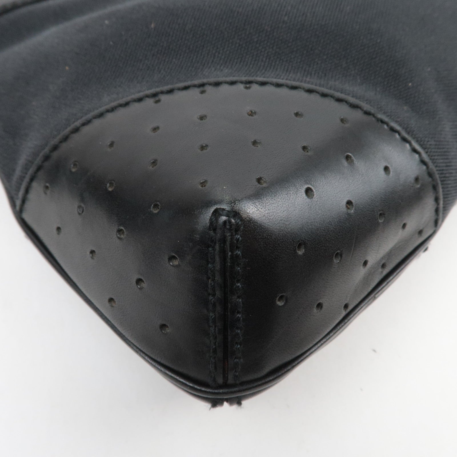 GUCCI Interlocking G Canvas Leather Shoulder Bag Black 114875