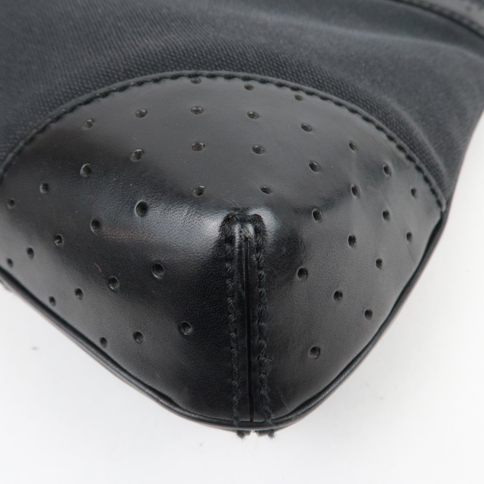GUCCI Interlocking G Canvas Leather Shoulder Bag Black 114875