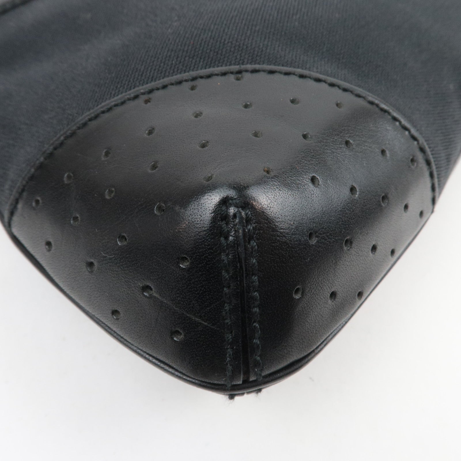 GUCCI Interlocking G Canvas Leather Shoulder Bag Black 114875