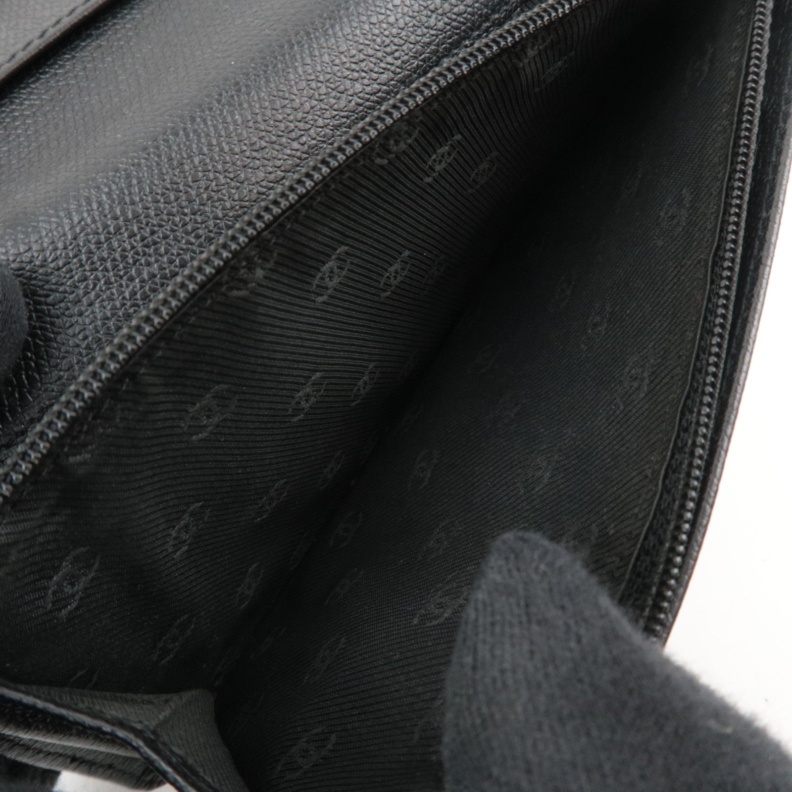 CHANEL Coco Button Leather Long Wallet Black Gold HDW
