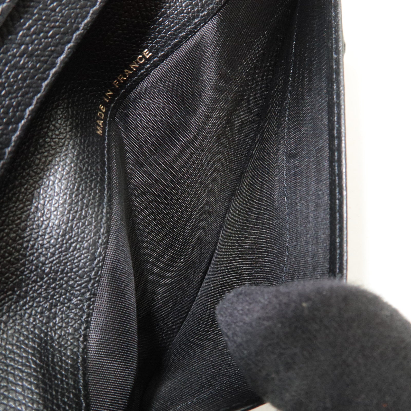 CHANEL Coco Button Leather Long Wallet Black Gold HDW