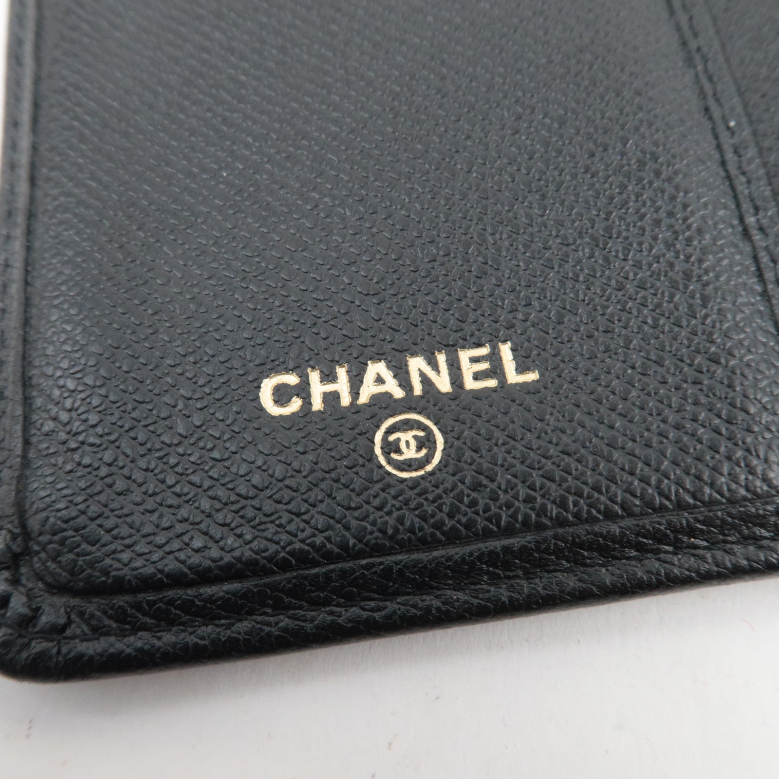 CHANEL Coco Button Leather Long Wallet Black Gold HDW