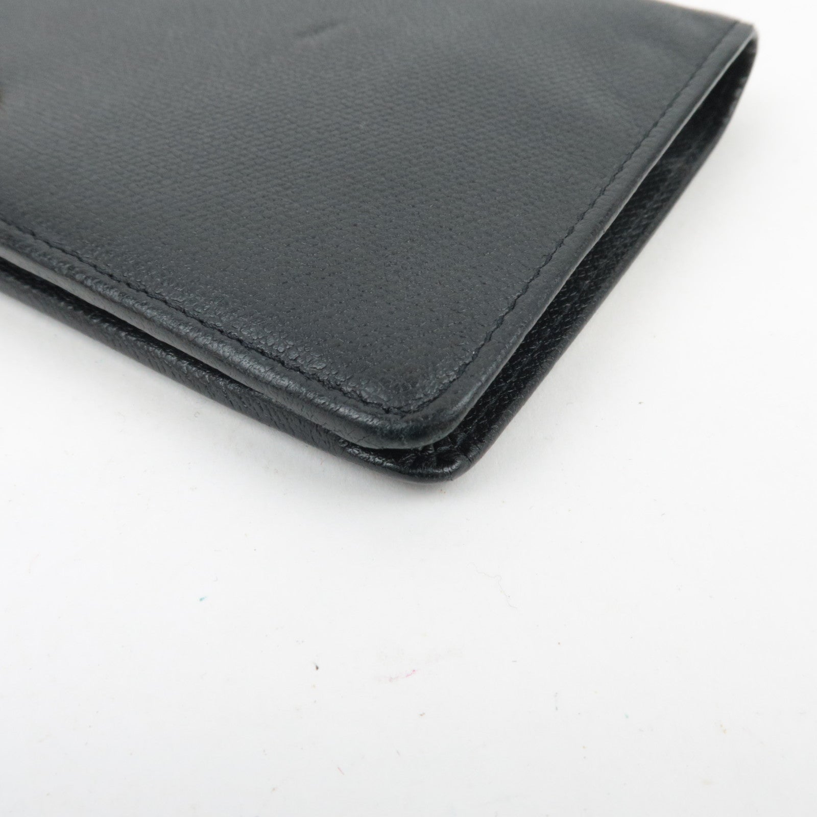 CHANEL Coco Button Leather Long Wallet Black Gold HDW