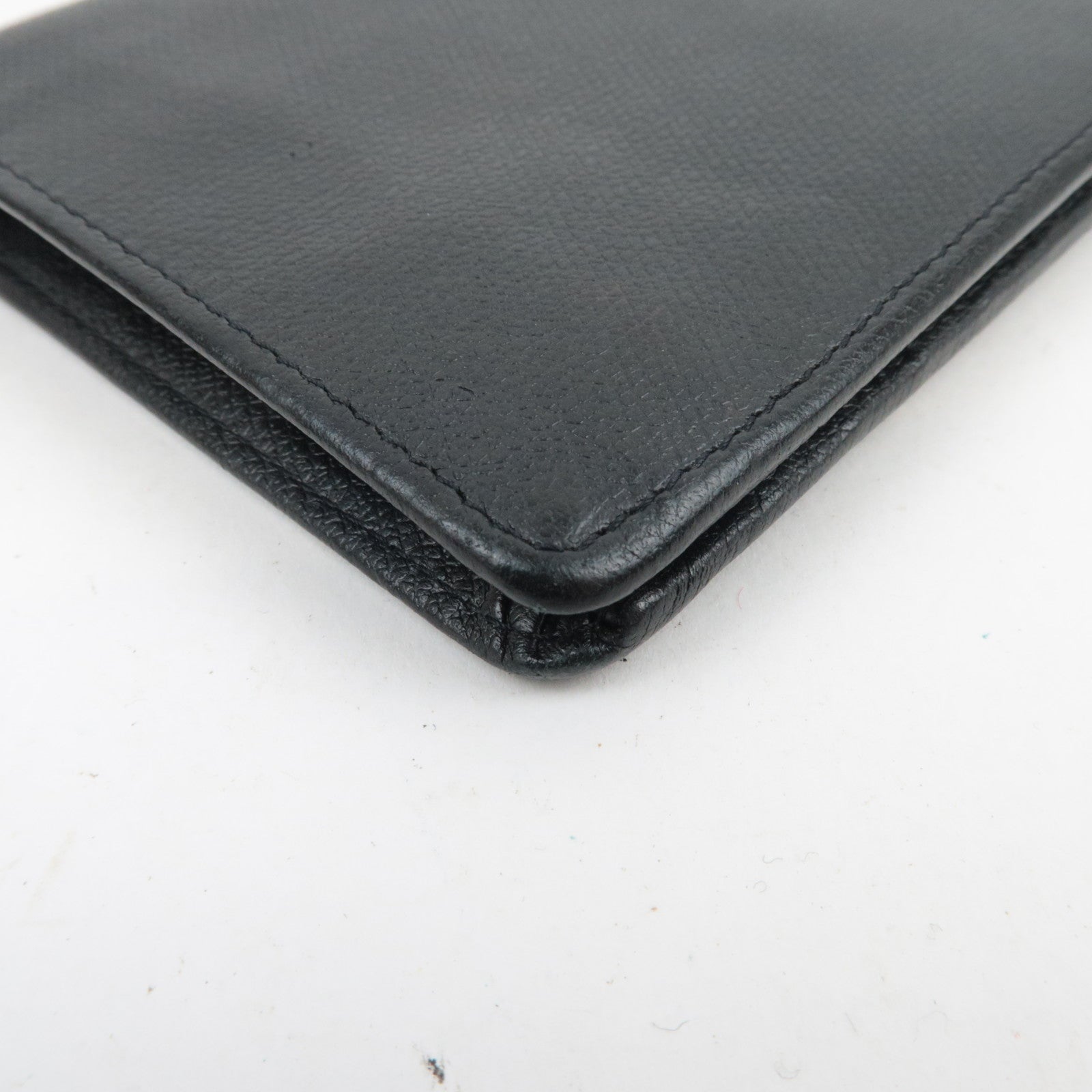 CHANEL Coco Button Leather Long Wallet Black Gold HDW