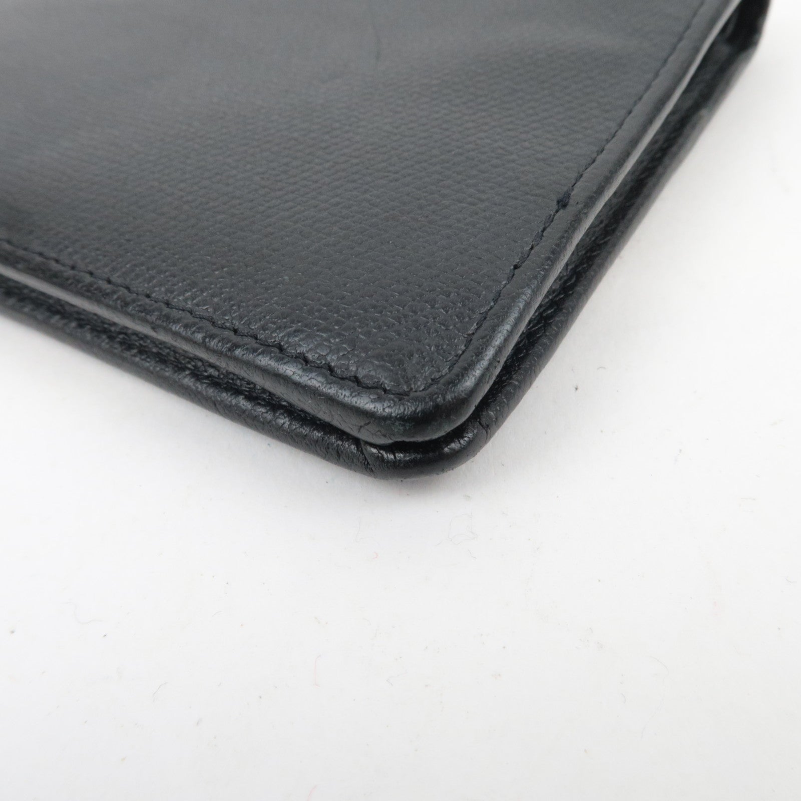 CHANEL Coco Button Leather Long Wallet Black Gold HDW