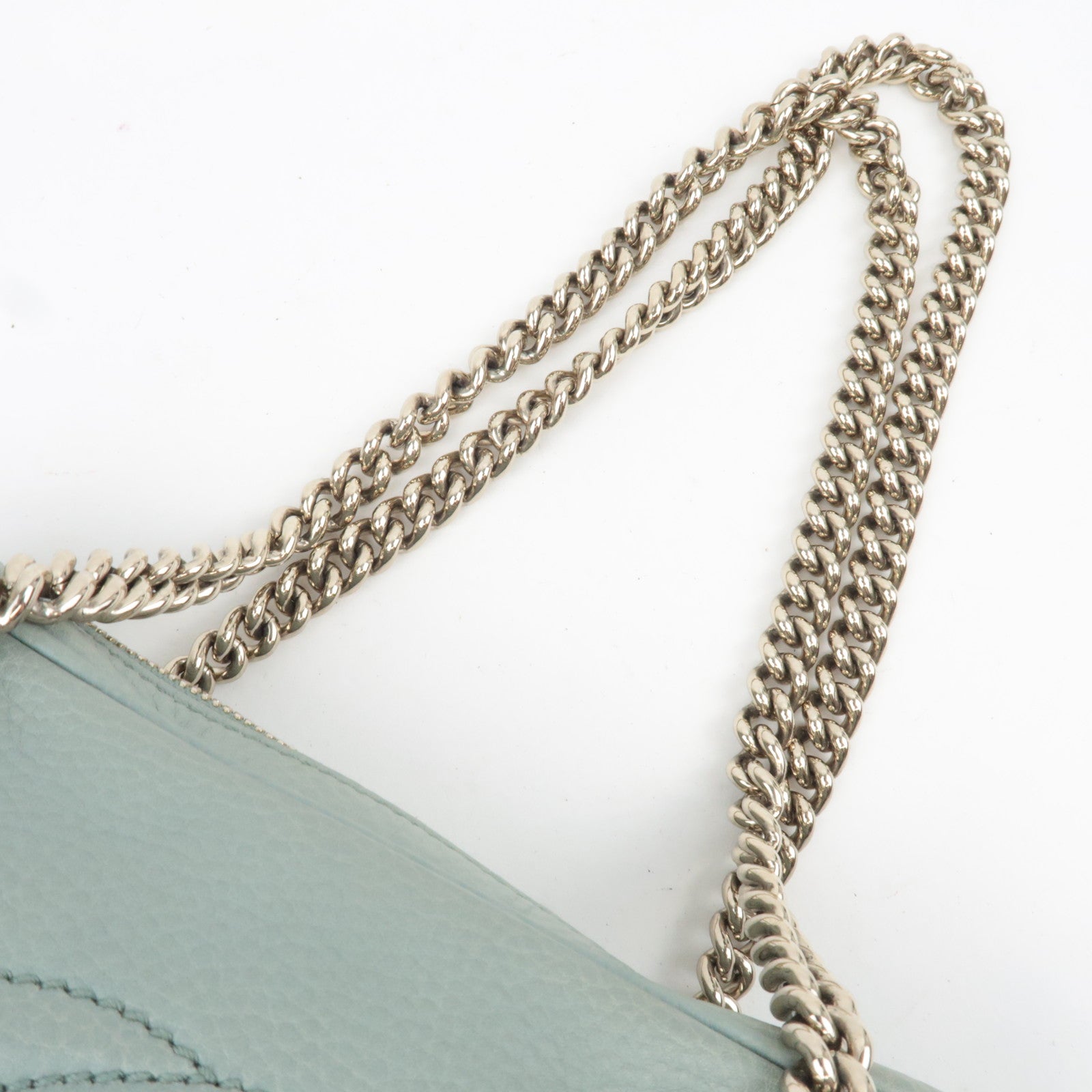 GUCCI Soho Interlocking G Leather Chain Shoulder Bag Light Green 308983