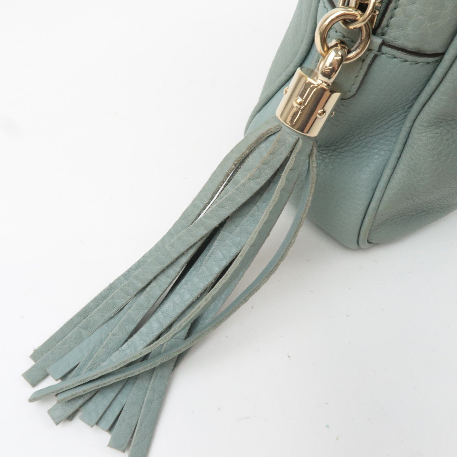 GUCCI Soho Interlocking G Leather Chain Shoulder Bag Light Green 308983