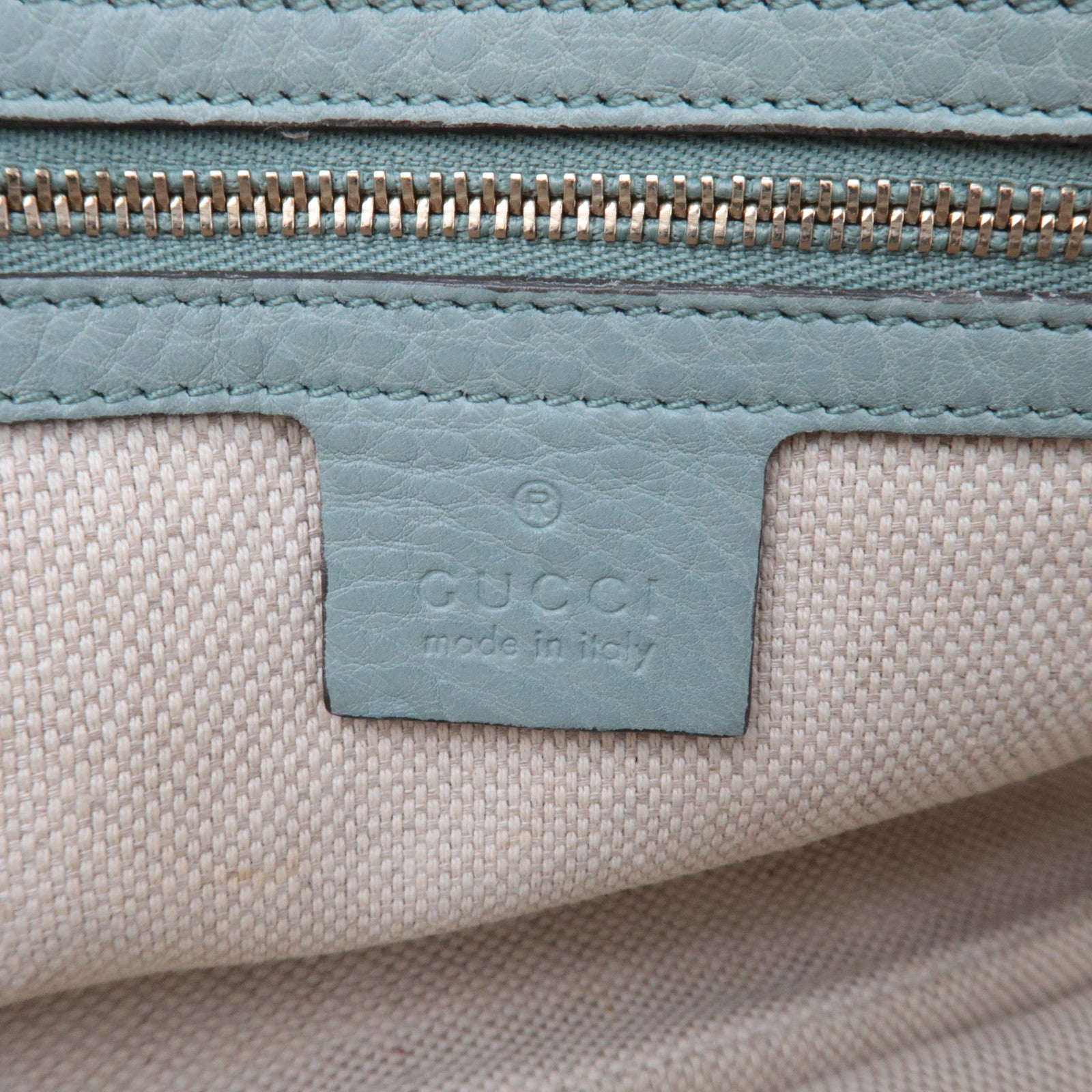GUCCI Soho Interlocking G Leather Chain Shoulder Bag Light Green 308983