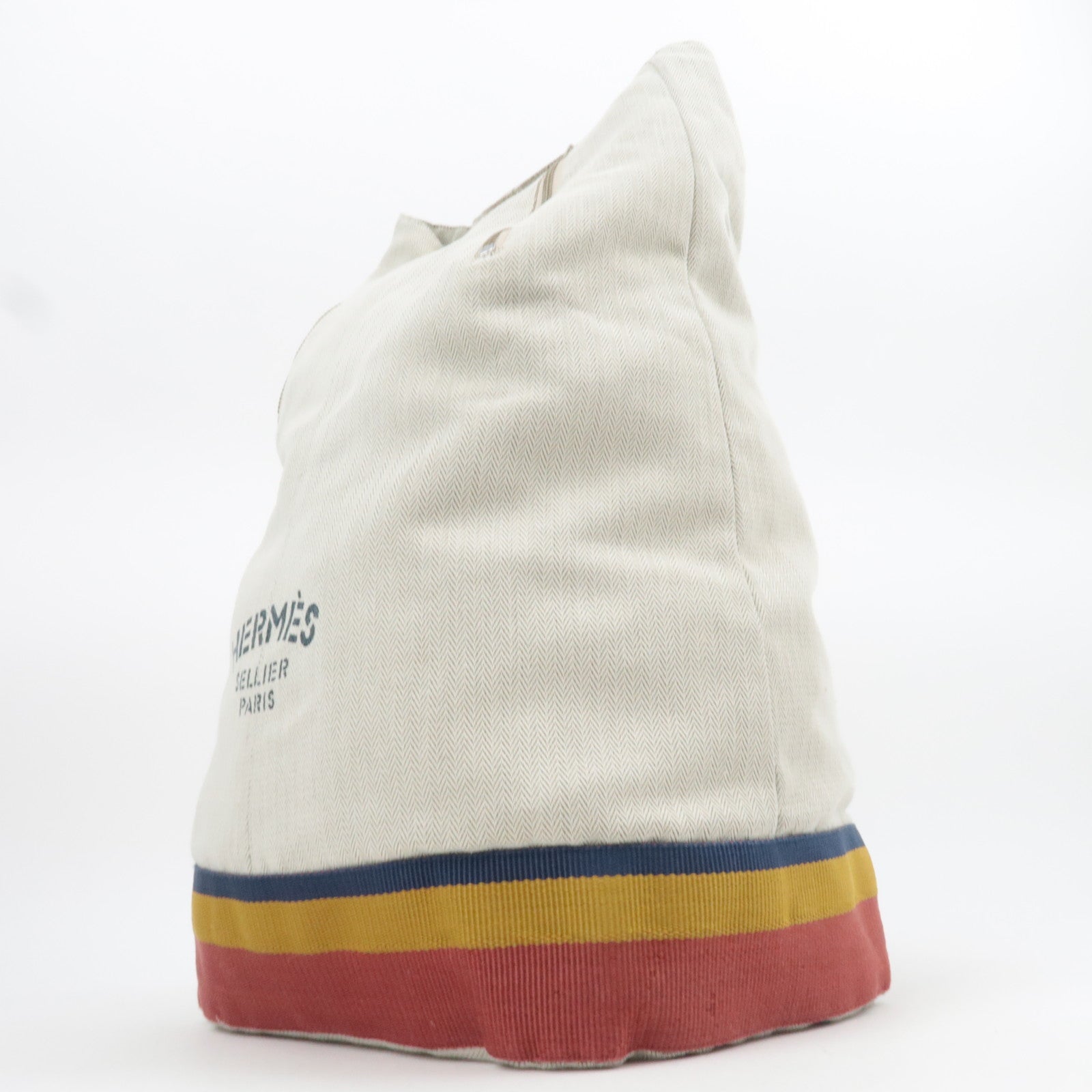 HERMES Cavalier Canvas Shoulder Bag Ivory
