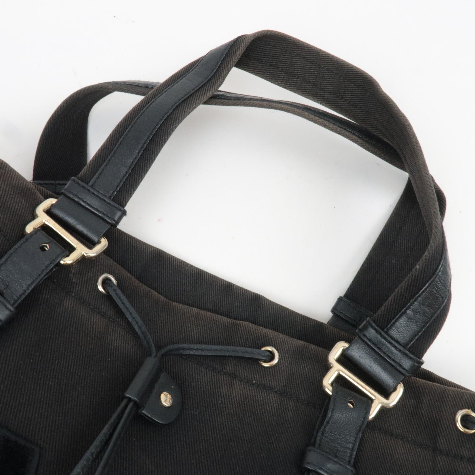 SAINT LAURENT YSL Kahala Canvas Velour Tote Bag Black 121631