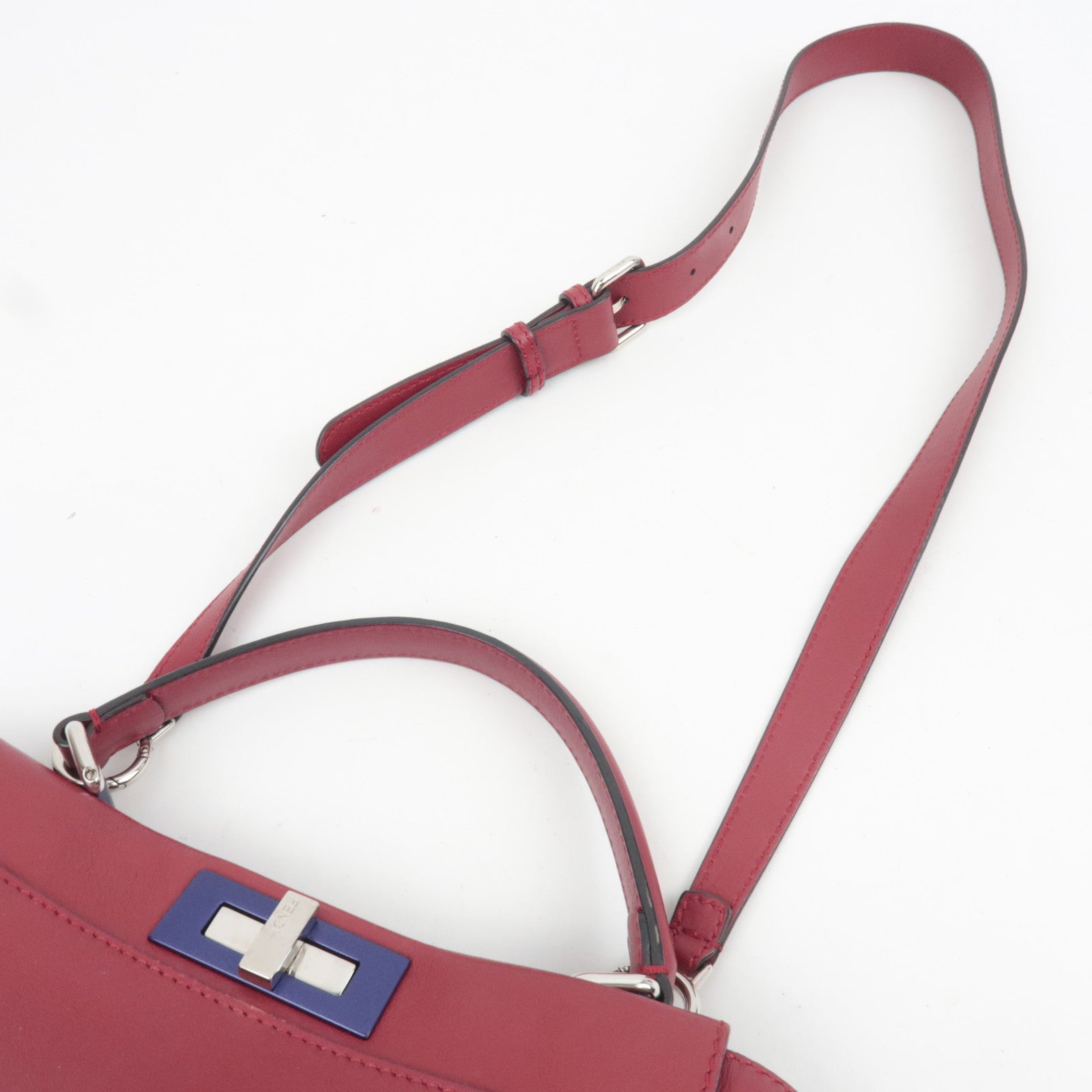 FENDI Peekaboo Medium Leather 2Way Handbag Red