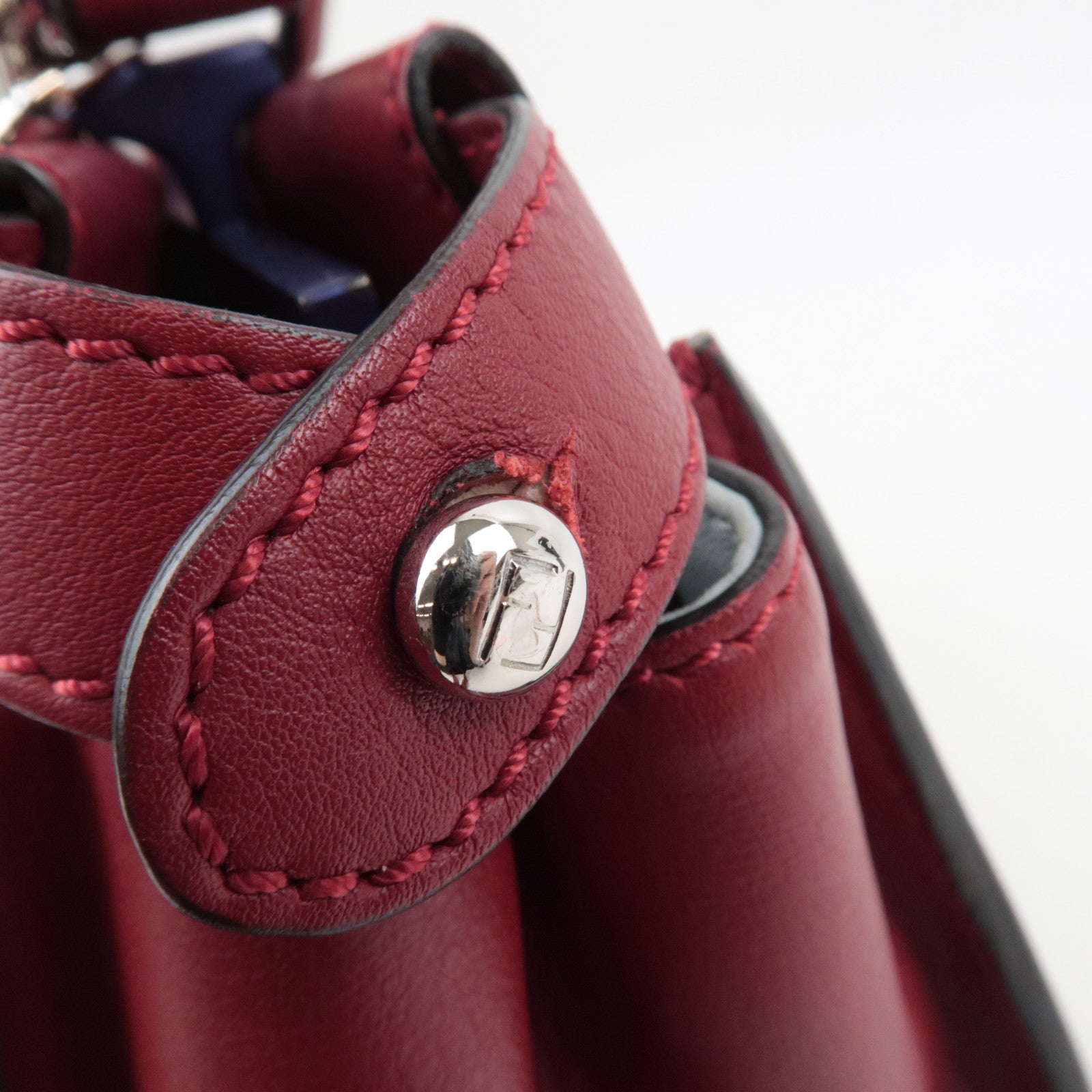 FENDI Peekaboo Medium Leather 2Way Handbag Red
