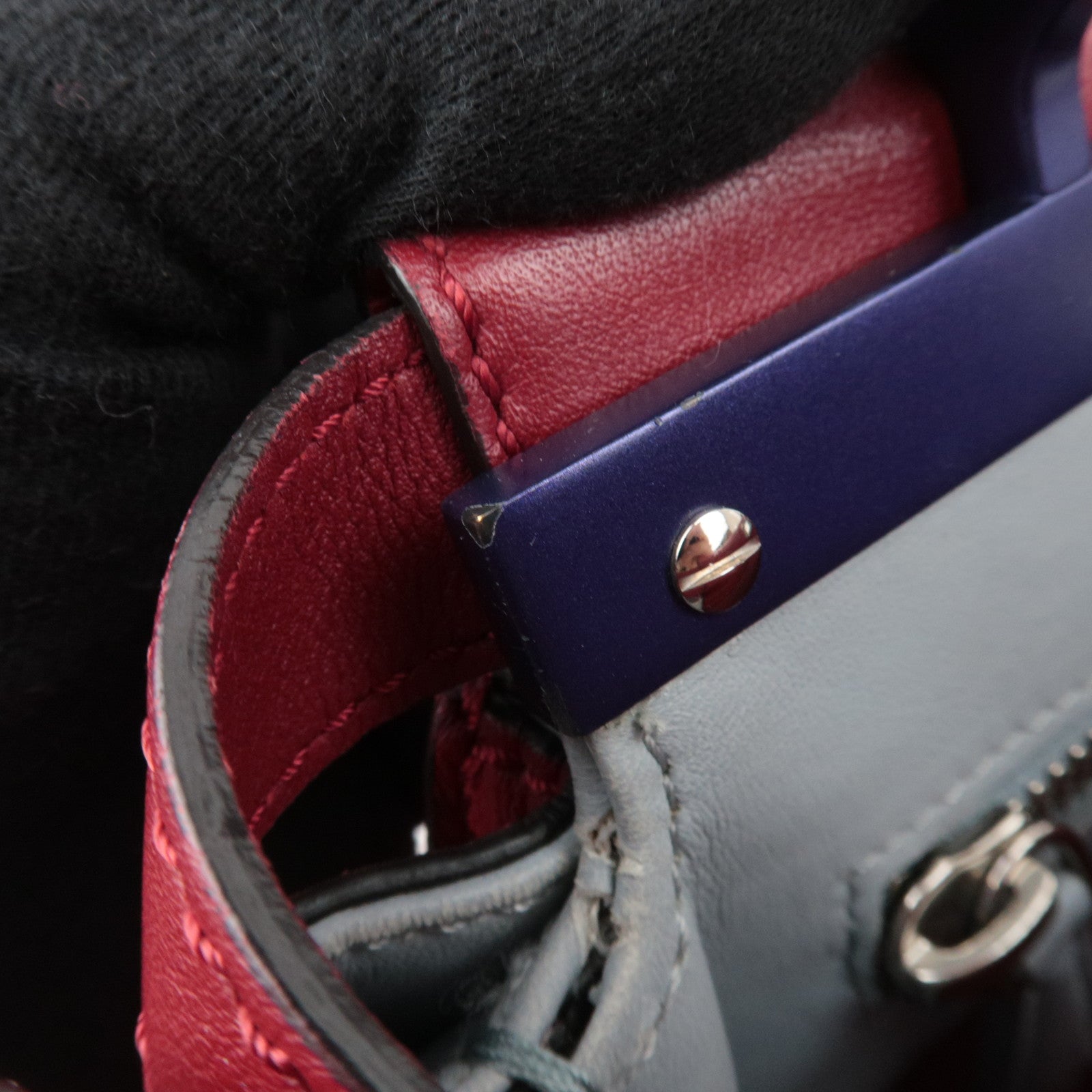 FENDI Peekaboo Medium Leather 2Way Handbag Red