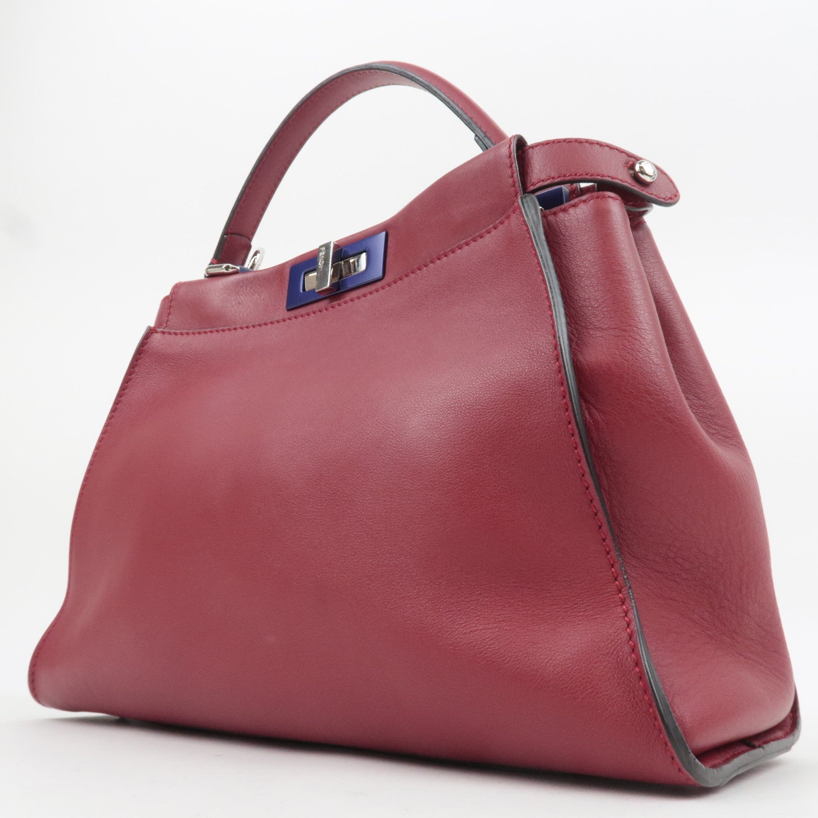 FENDI Peekaboo Medium Leather 2Way Handbag Red