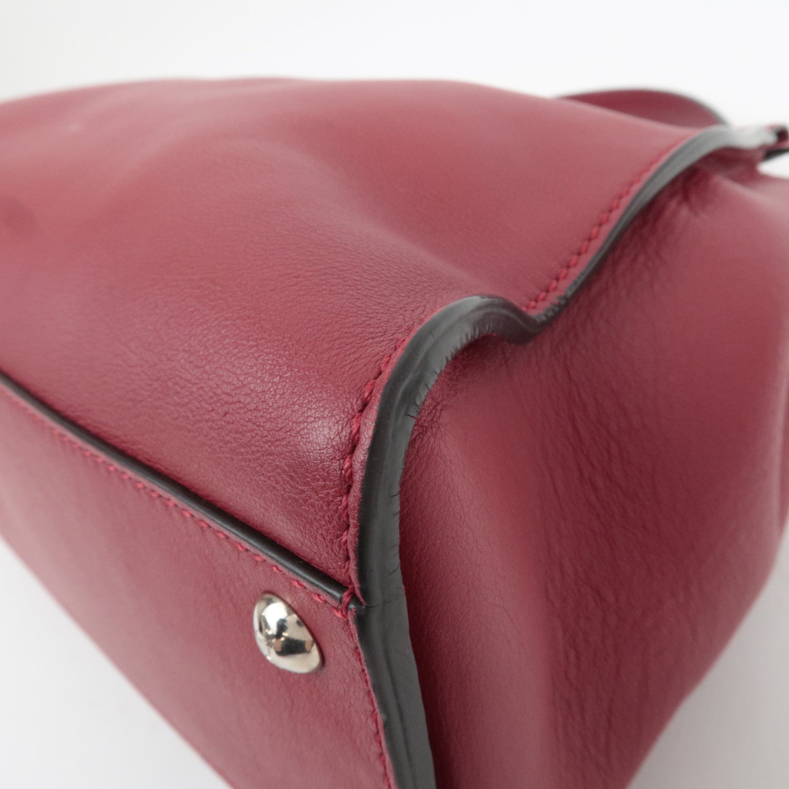 FENDI Peekaboo Medium Leather 2Way Handbag Red
