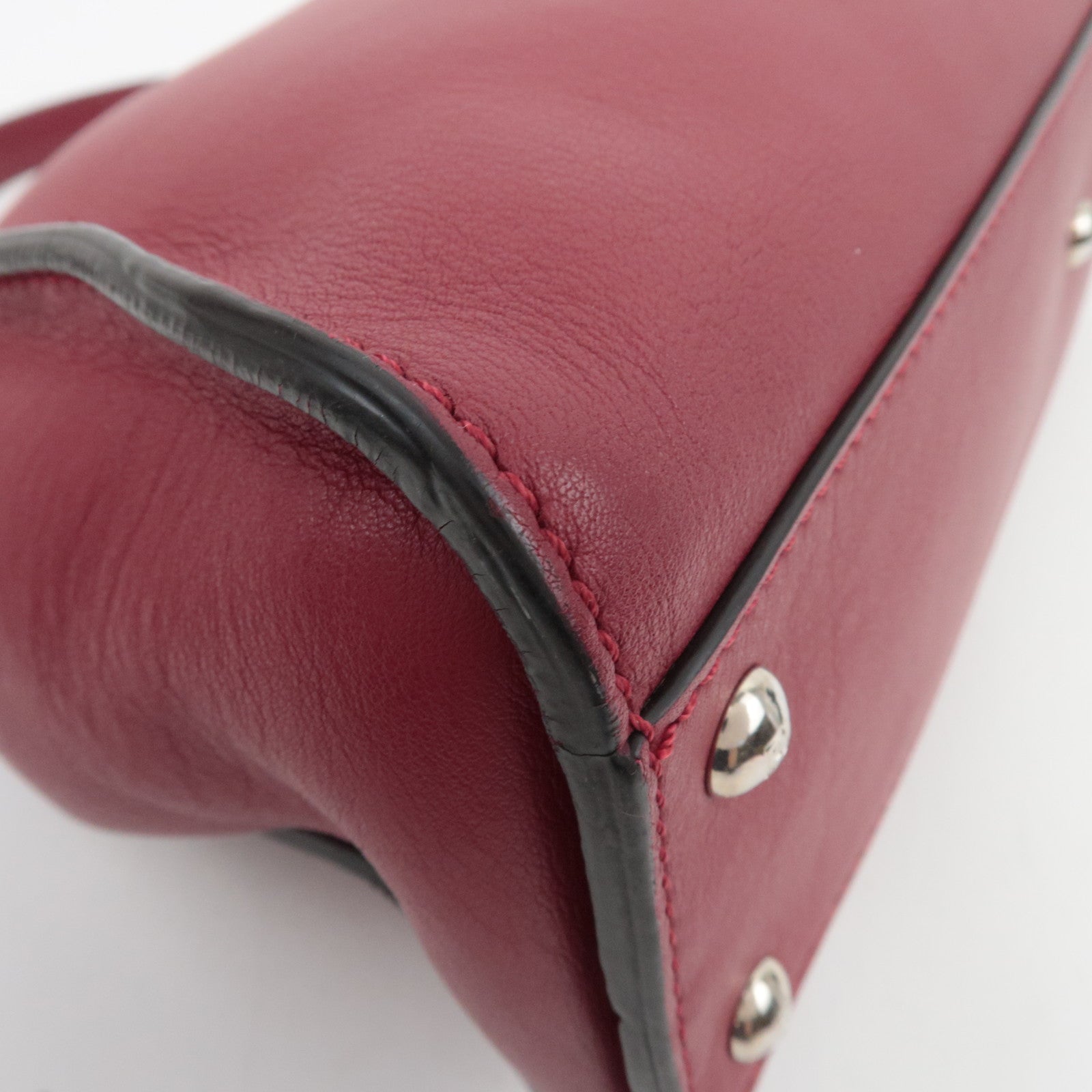 FENDI Peekaboo Medium Leather 2Way Handbag Red