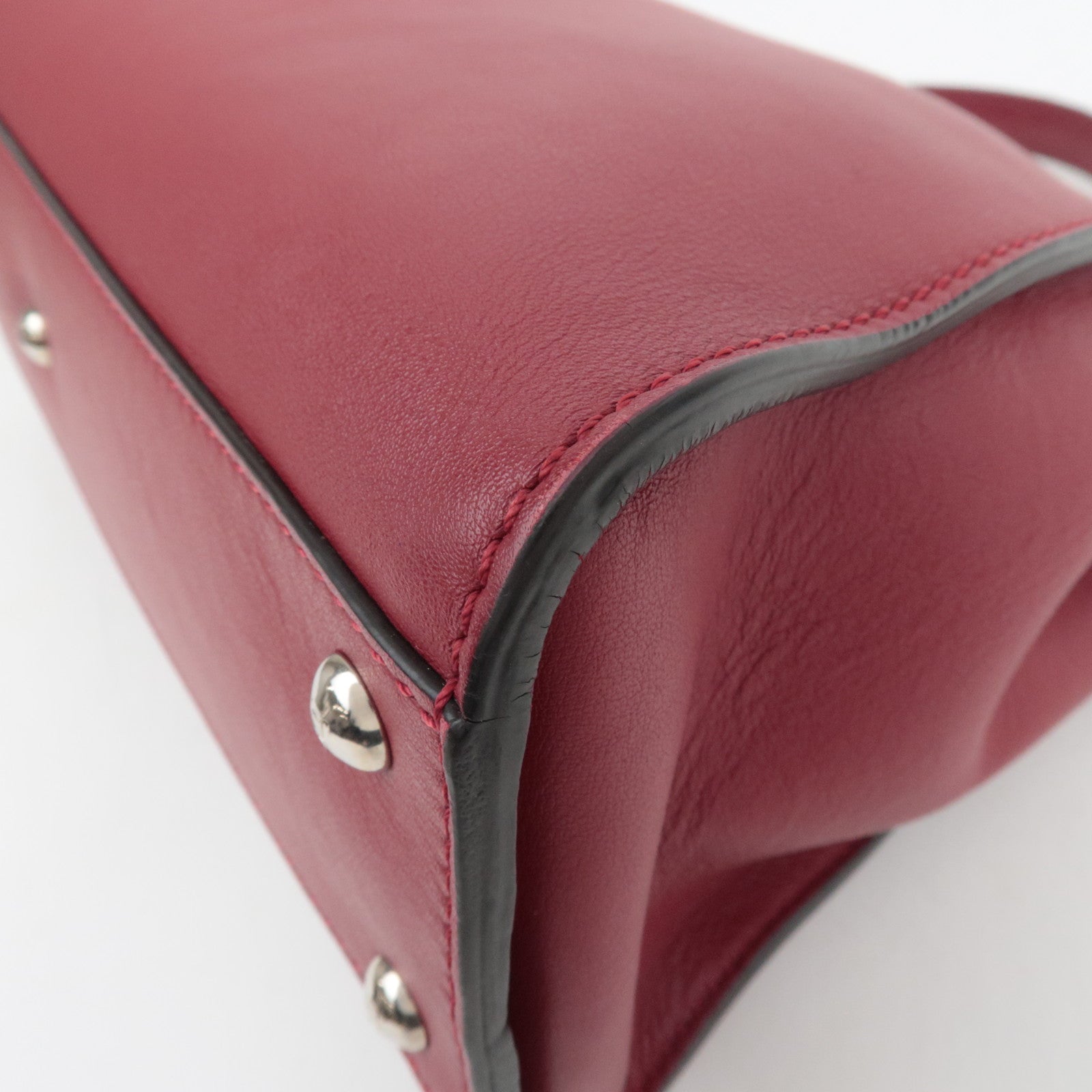 FENDI Peekaboo Medium Leather 2Way Handbag Red