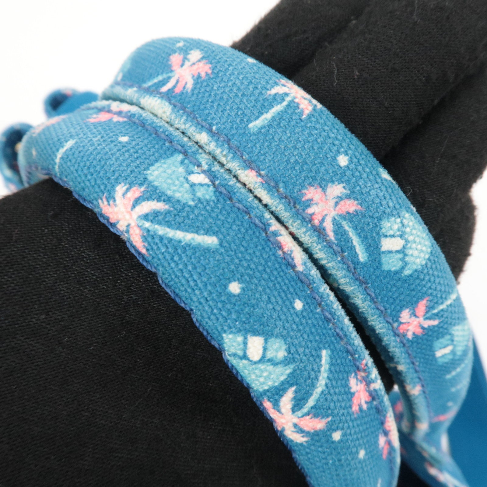 PRADA Canapa Mini Palm Tree Print Canvas Tote Bag Blue