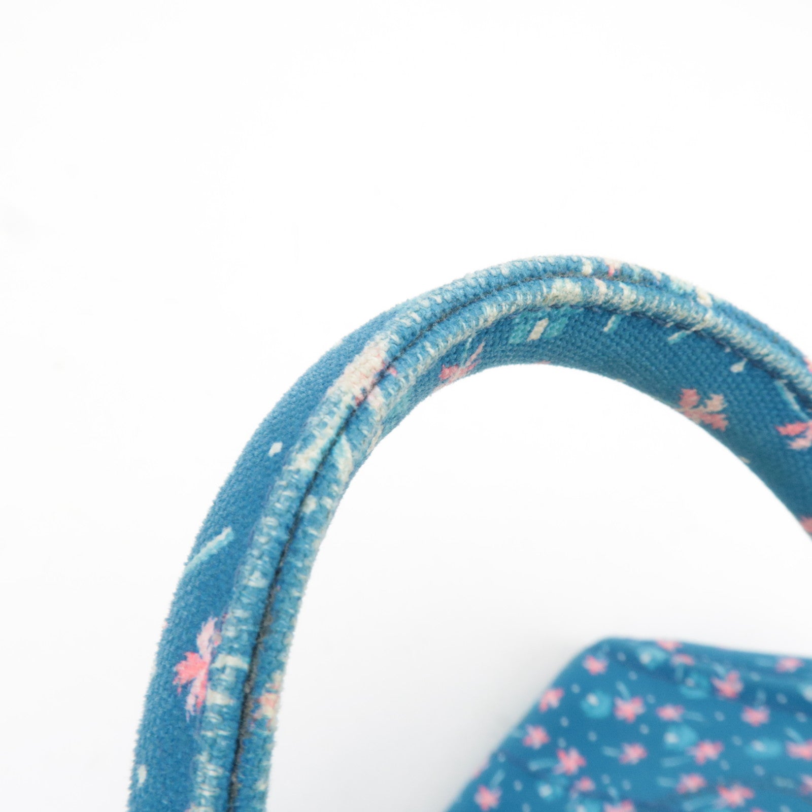 PRADA Canapa Mini Palm Tree Print Canvas Tote Bag Blue