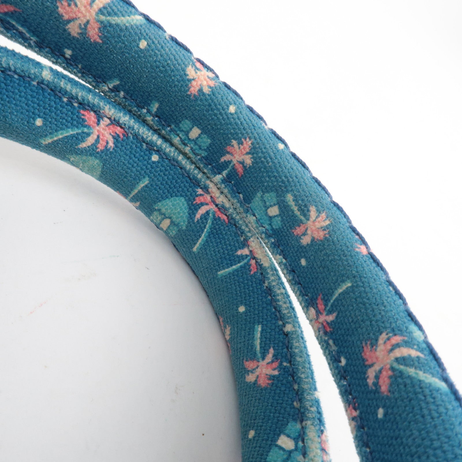 PRADA Canapa Mini Palm Tree Print Canvas Tote Bag Blue