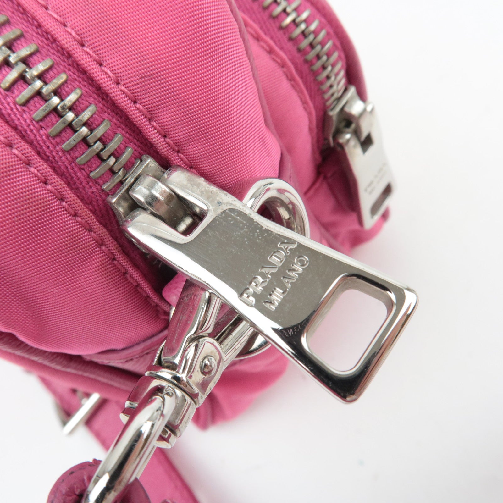 PRADA Nylon Saffiano Leather Shoulder Bag Pink