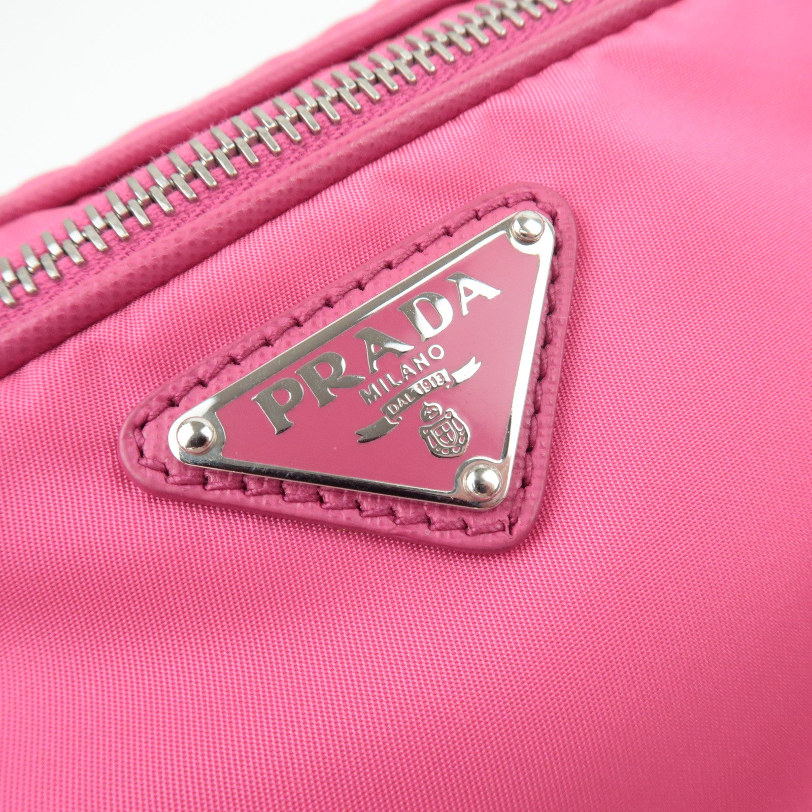 PRADA Nylon Saffiano Leather Shoulder Bag Pink