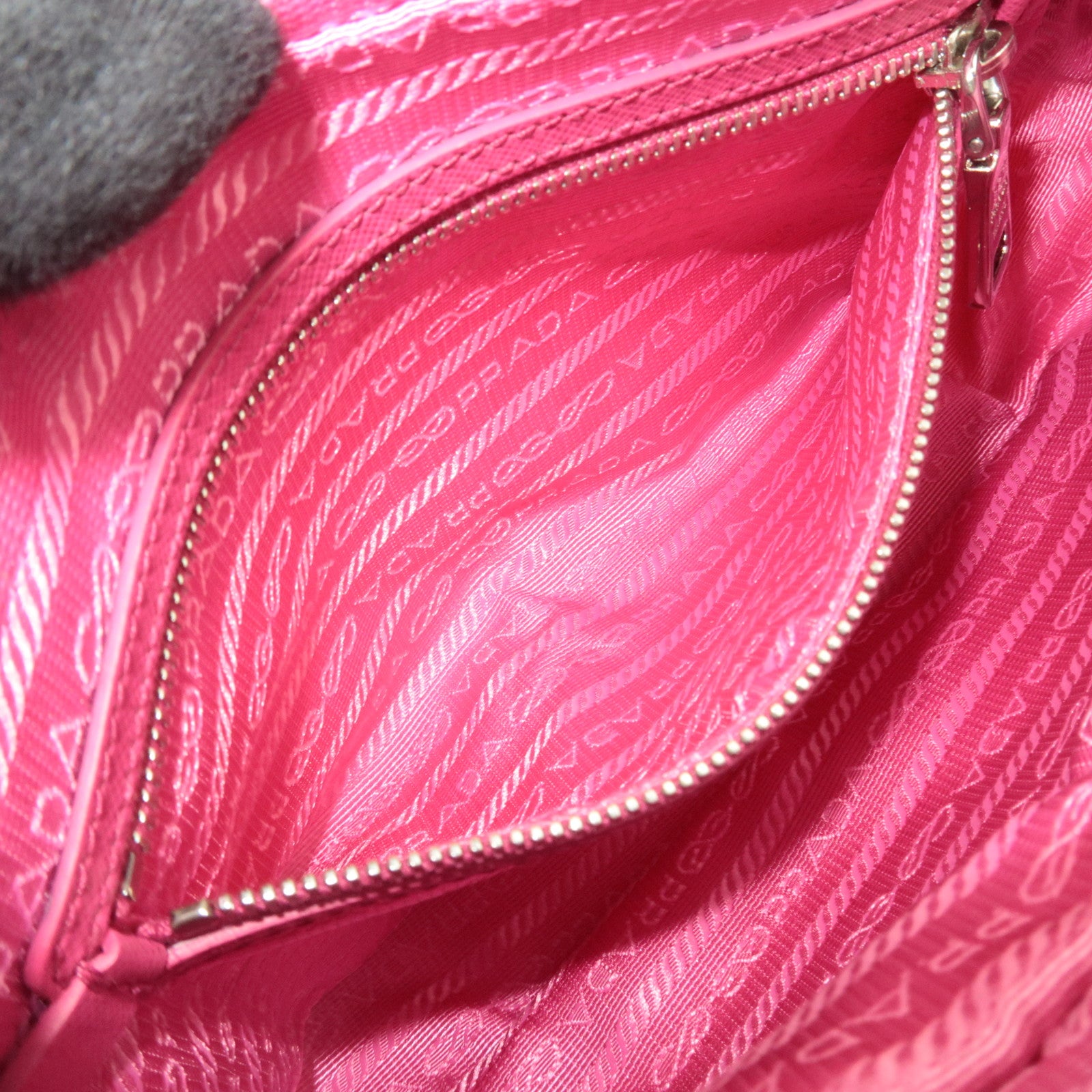 PRADA Nylon Saffiano Leather Shoulder Bag Pink