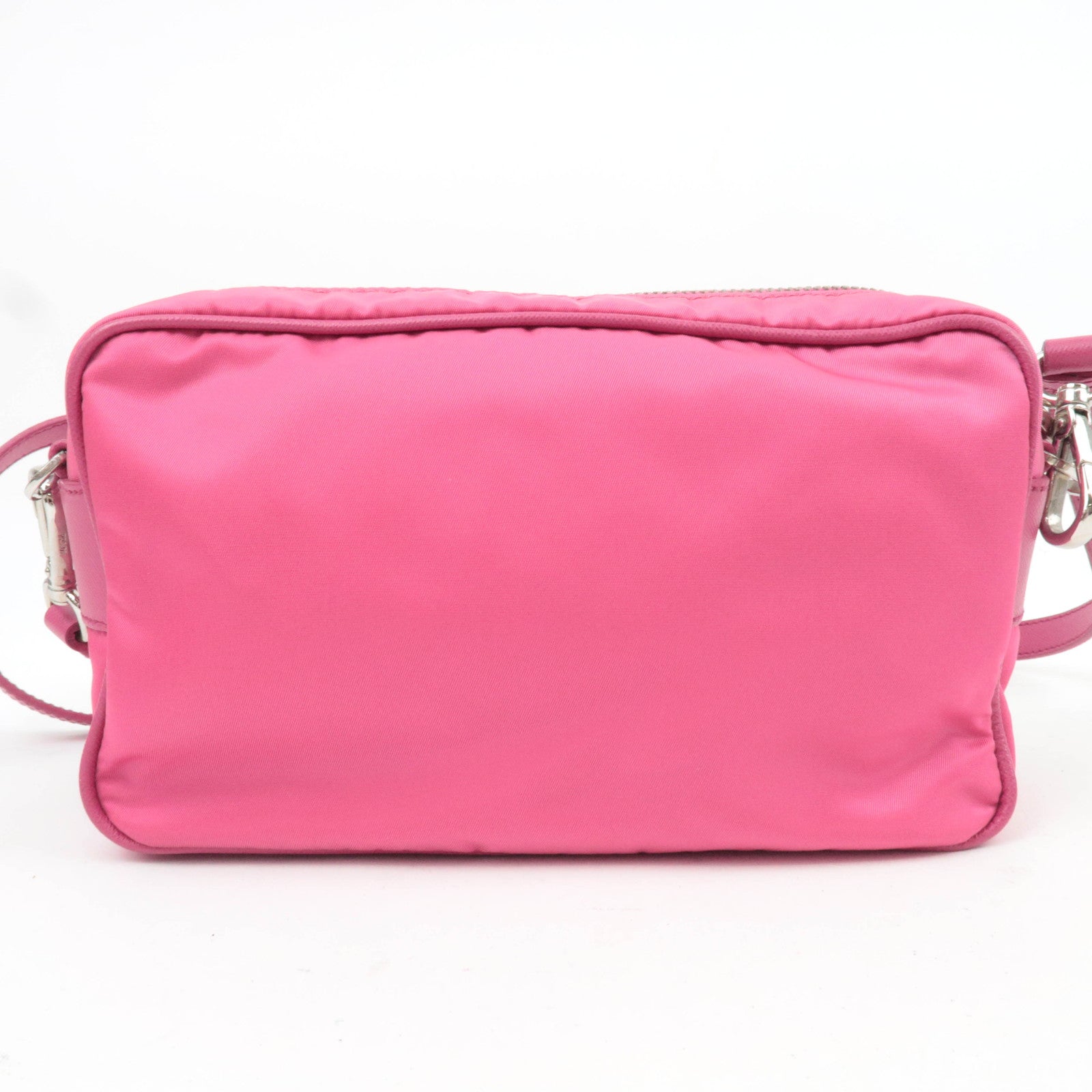 PRADA Nylon Saffiano Leather Shoulder Bag Pink