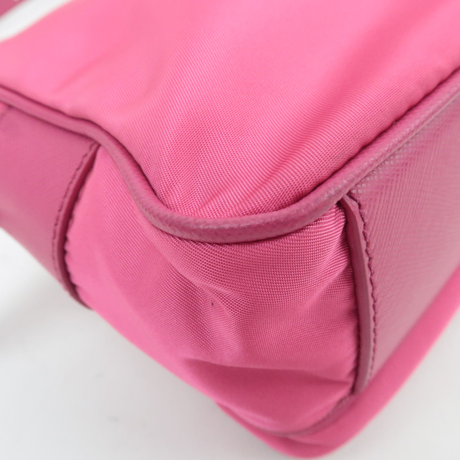 PRADA Nylon Saffiano Leather Shoulder Bag Pink
